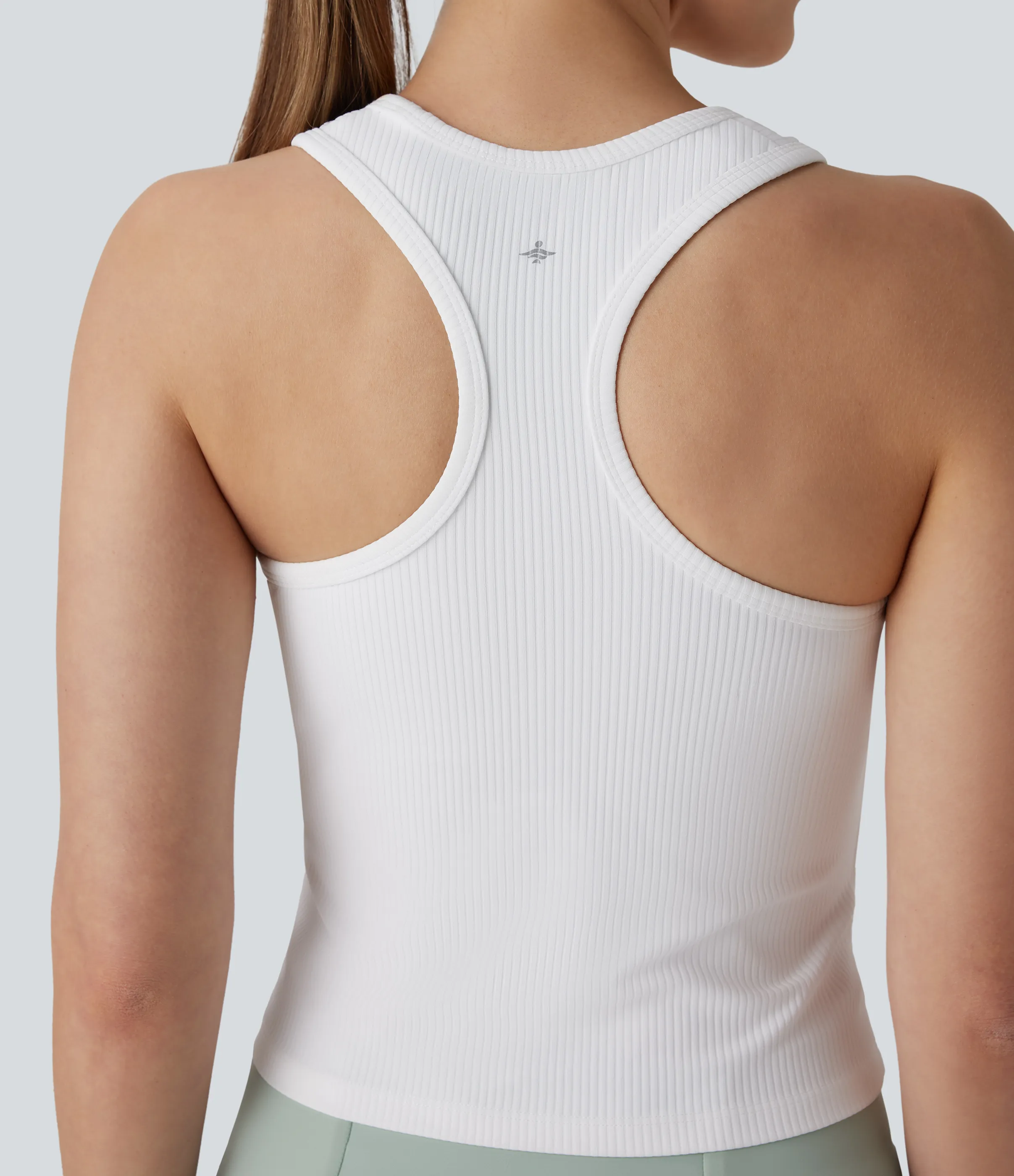 Halara Camiseta de yoga sin mangas con espalda de nadador y canalé - White - L sold by Halara product image thumbnail 5