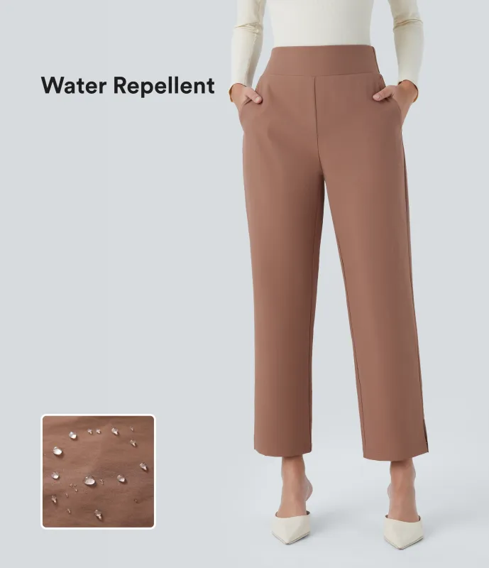 Halara Pantalón oficina sarga dividida bolsillo lateral cremallera invisible tiro medio alto - Clove - L(regular) sold by Halara