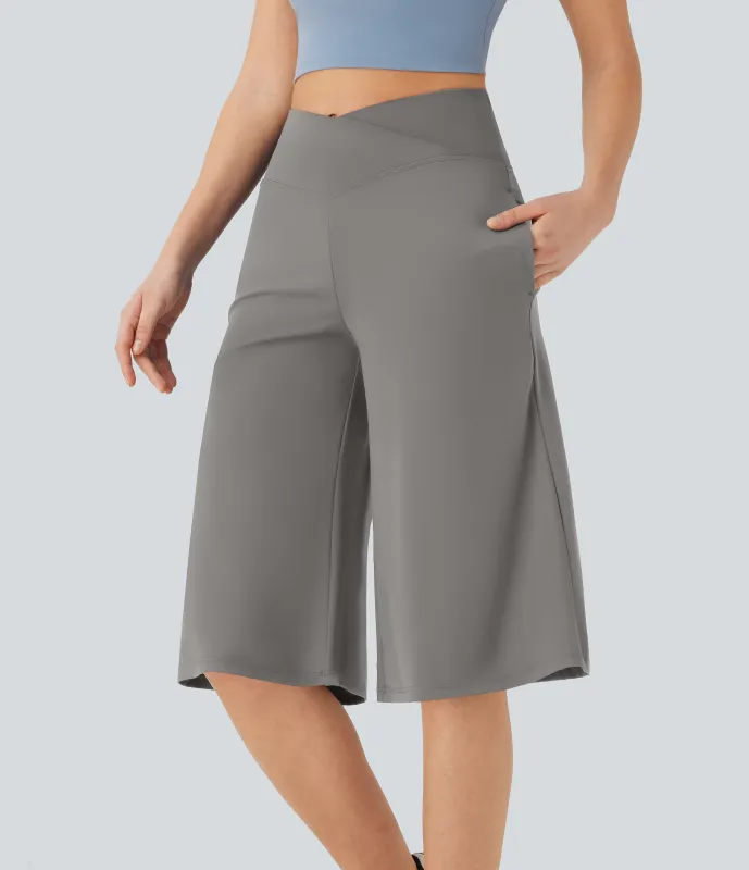 Halara Pantalones de yoga Softlyzero™ Airy de tiro alto cruzado con bolsillos en tacto frío - Steeple Gray - L sold by Halara