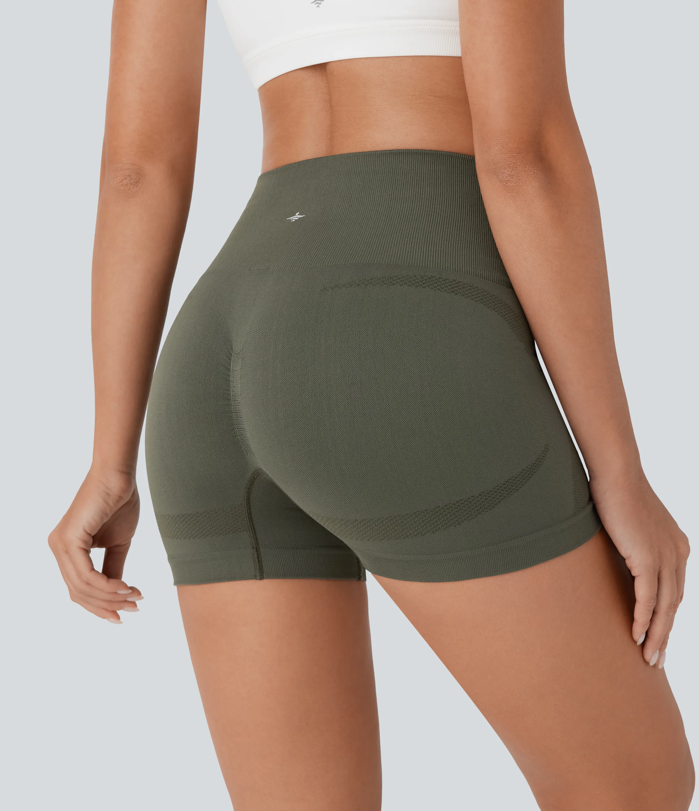 Halara Shorts de yoga tipo biker de tiro alto sin costuras con fruncido - Forest Night - XL sold by Halara product image thumbnail 5
