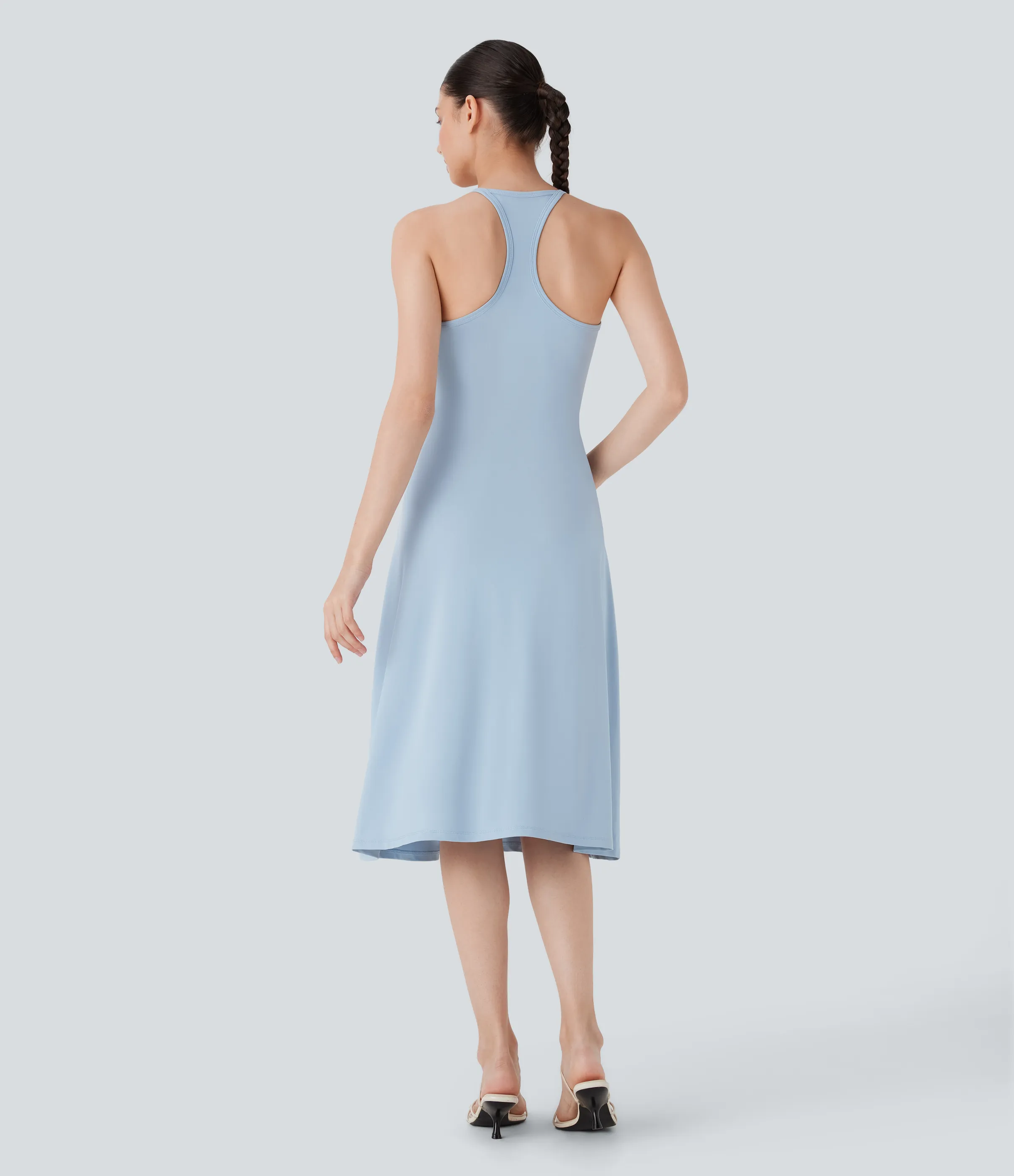 Halara Vestido lencero midi casual con fruncido y espalda cruzada con escote en U - Angel Falls - XL sold by Halara product image thumbnail 3