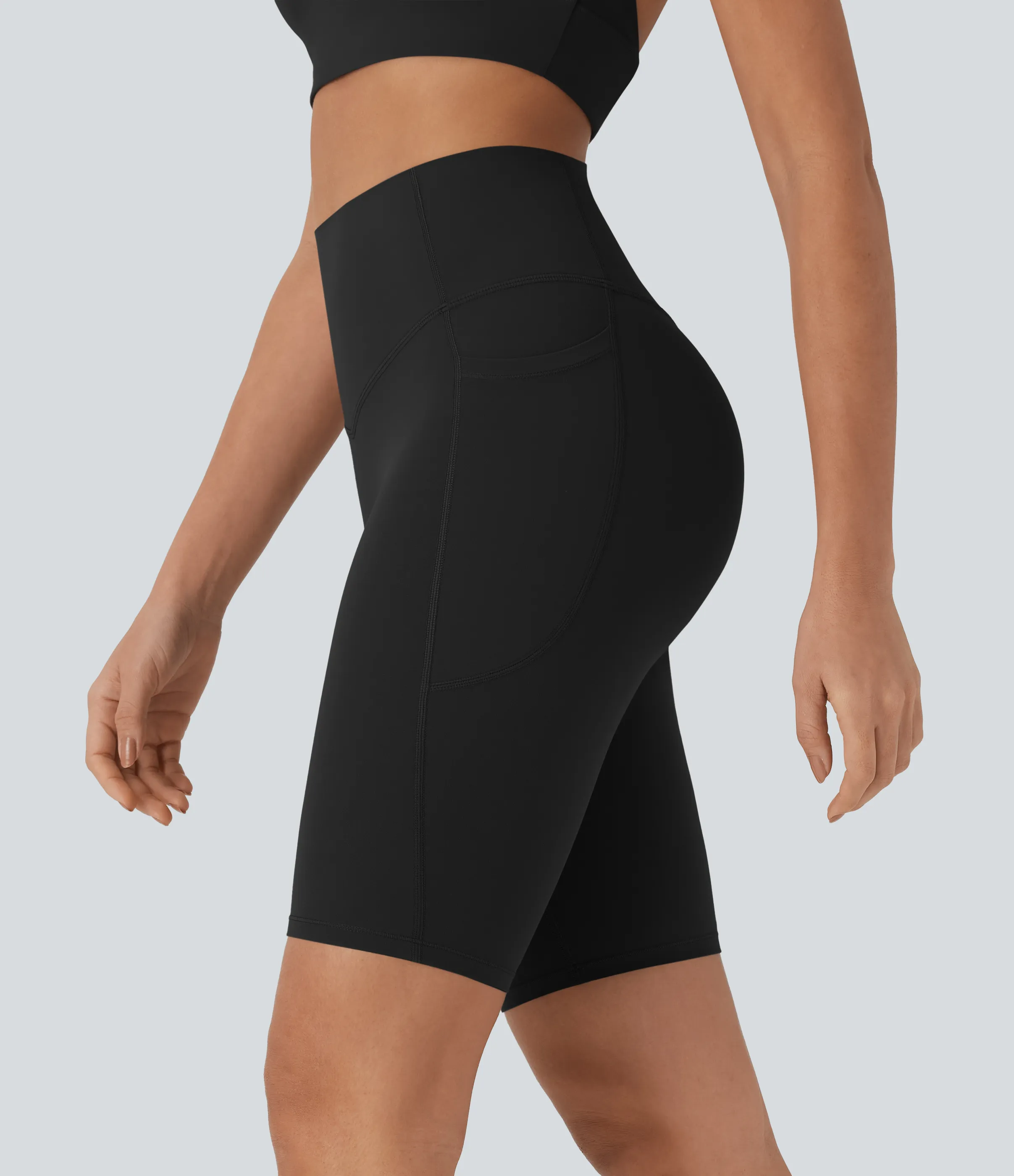 Halara Shorts biker Halara UltraSculpt™ moldeadores tiro alto con reductor de abdomen y bolsillos laterales 22.8cm - Black - XS sold by Halara