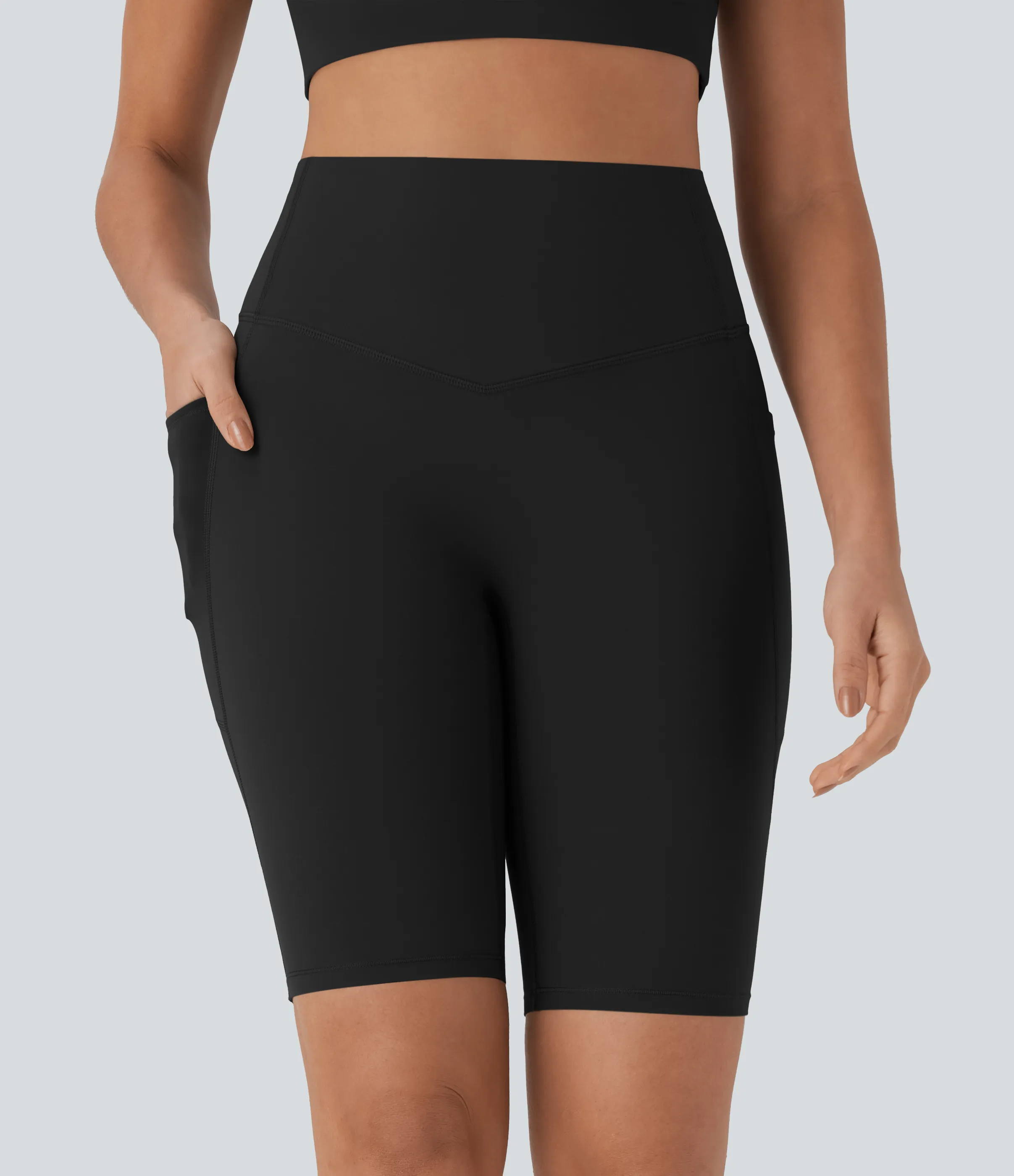 Halara Shorts biker Halara UltraSculpt™ moldeadores tiro alto con reductor de abdomen y bolsillos laterales 22.8cm - Black - XS sold by Halara product image thumbnail 4