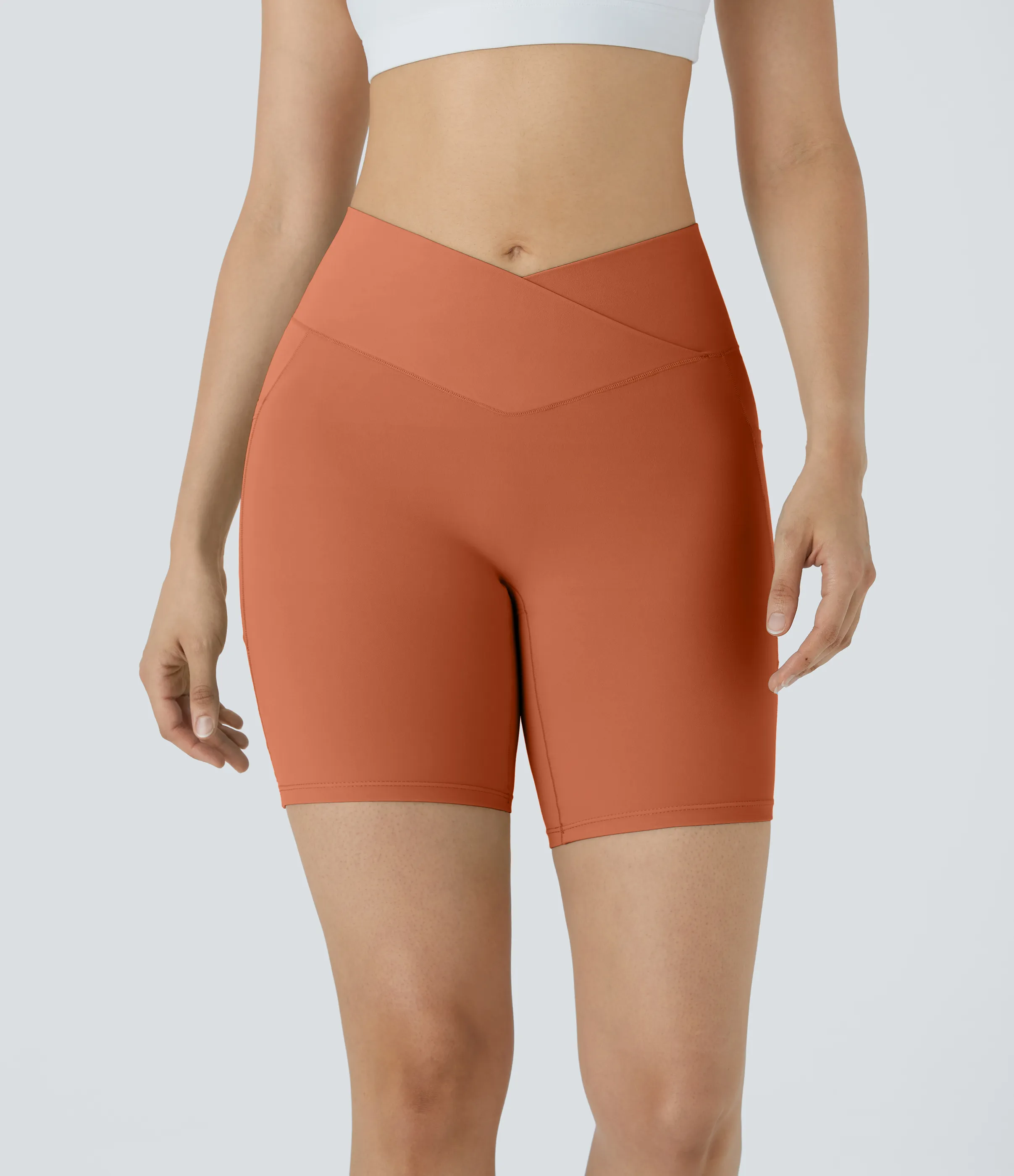 Halara Pantalón corto Softlyzero™ ciclista yoga bolsillo lateral cruzado tiro alto 17.5cm - Spice Route - S sold by Halara product image thumbnail 4