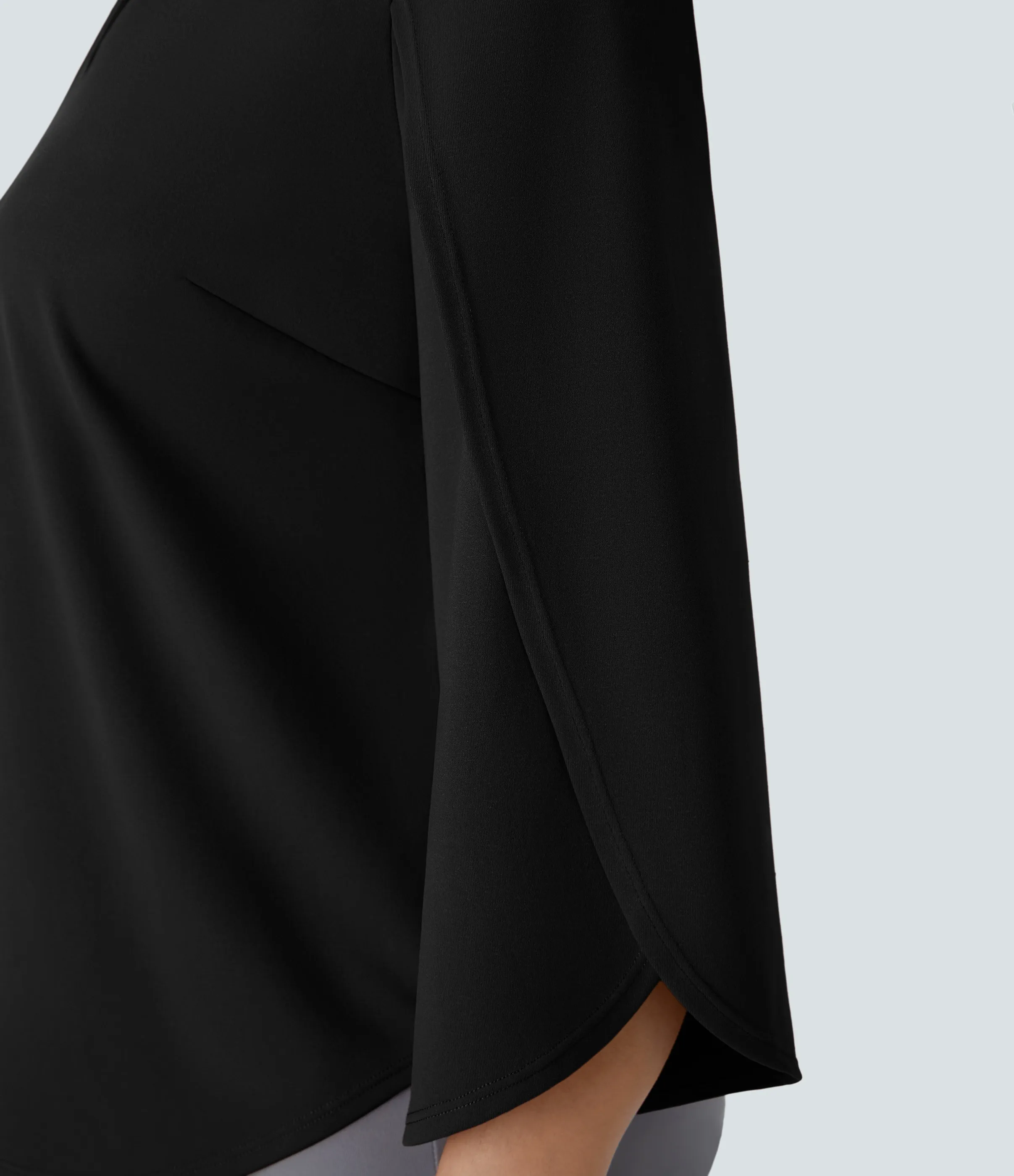 Halara Top oficina dobladillo curvado manga 3/4 cuello V - Black - M sold by Halara product image thumbnail 5