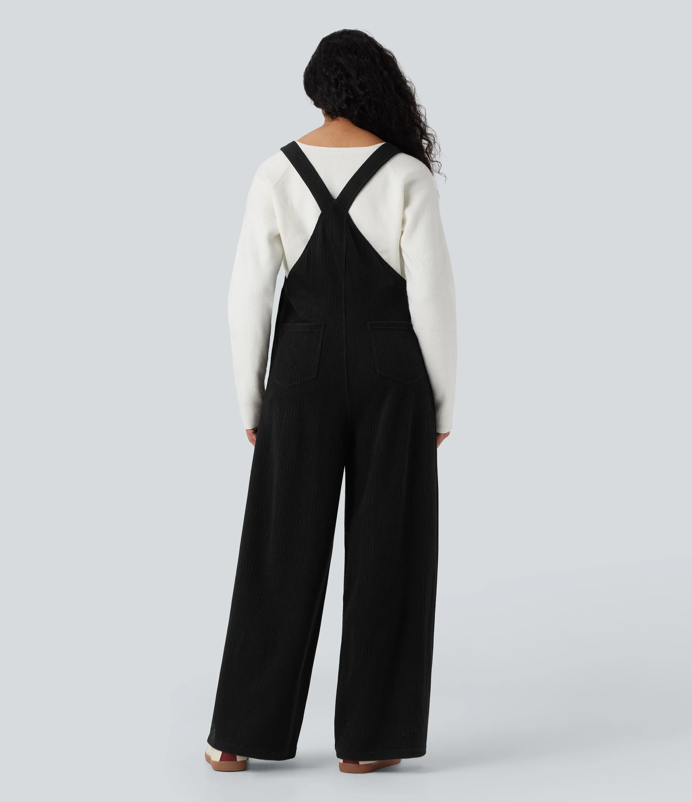 Halara Jumpsuit casual de cuello cuadrado acanalado con bolsillos - Black - S(regular) sold by Halara product image thumbnail 3