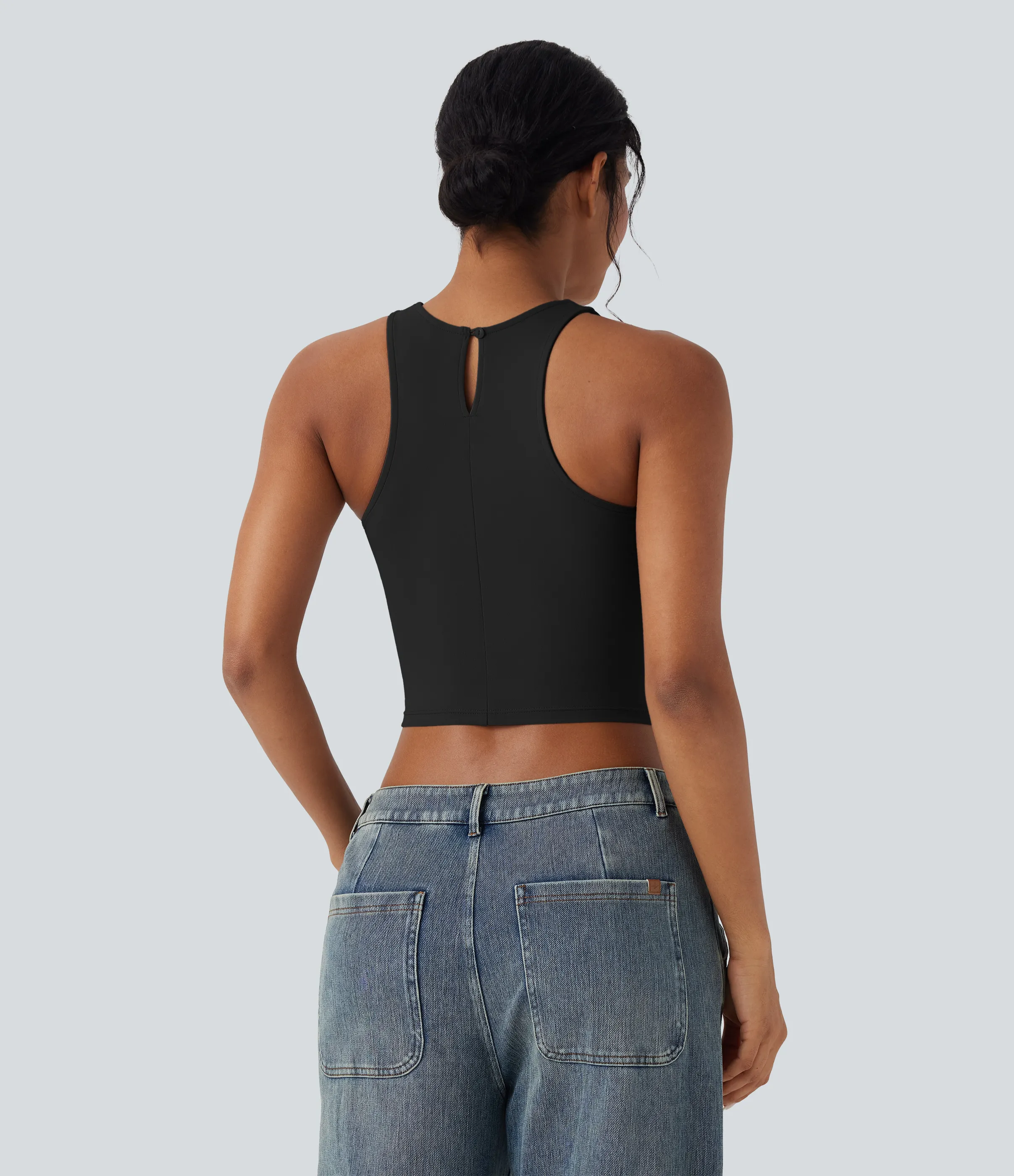 Halara Top corto casual sin mangas con cuello redondo y abertura en la espalda - Black - XL sold by Halara product image thumbnail 3