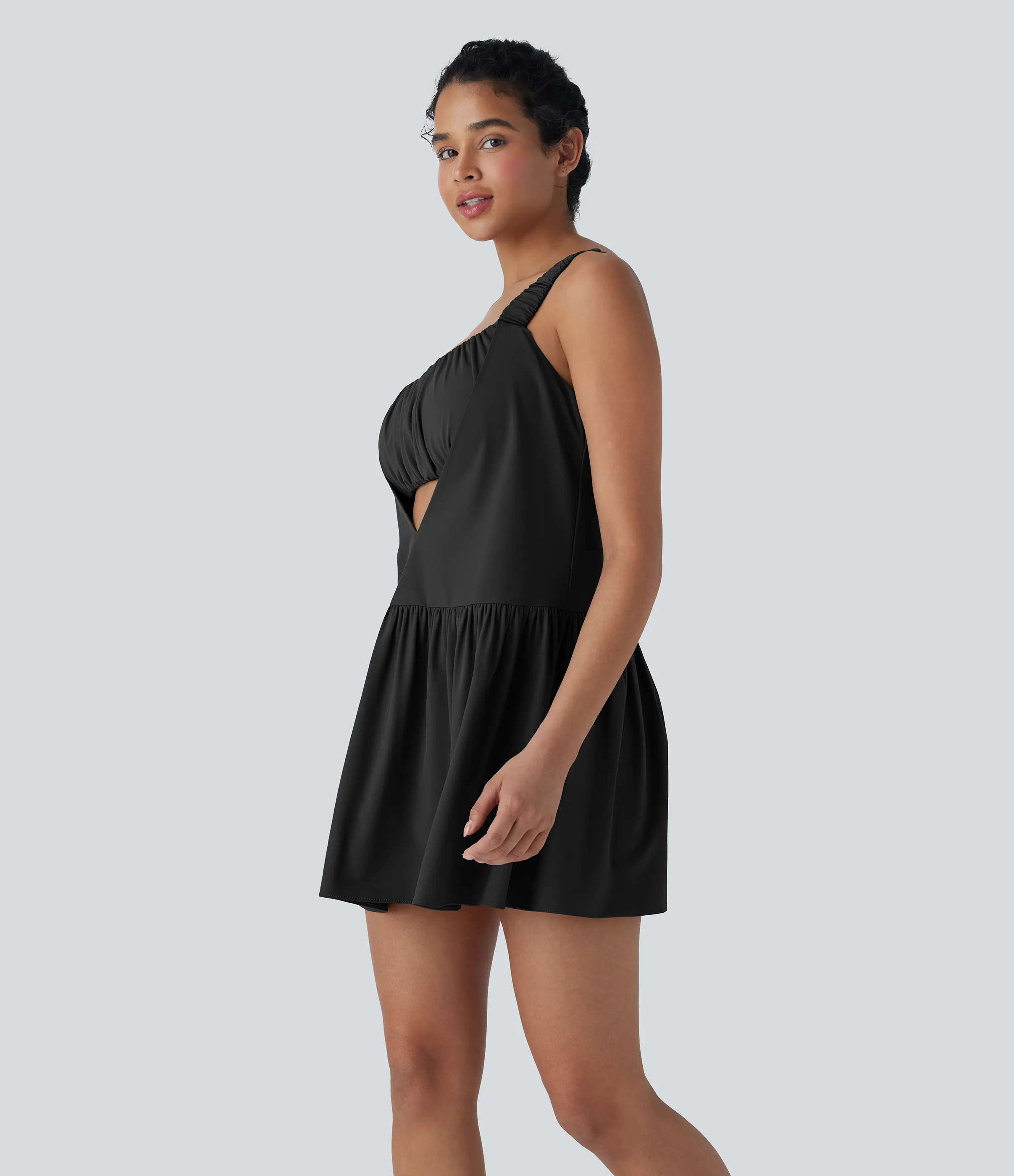 Halara Vestido deportivo de dos piezas Breezeful™ para pádel abierto de espalda con fruncido y aberturas con secado rápido y bolsillo - Black - M sold by Halara product image thumbnail 4