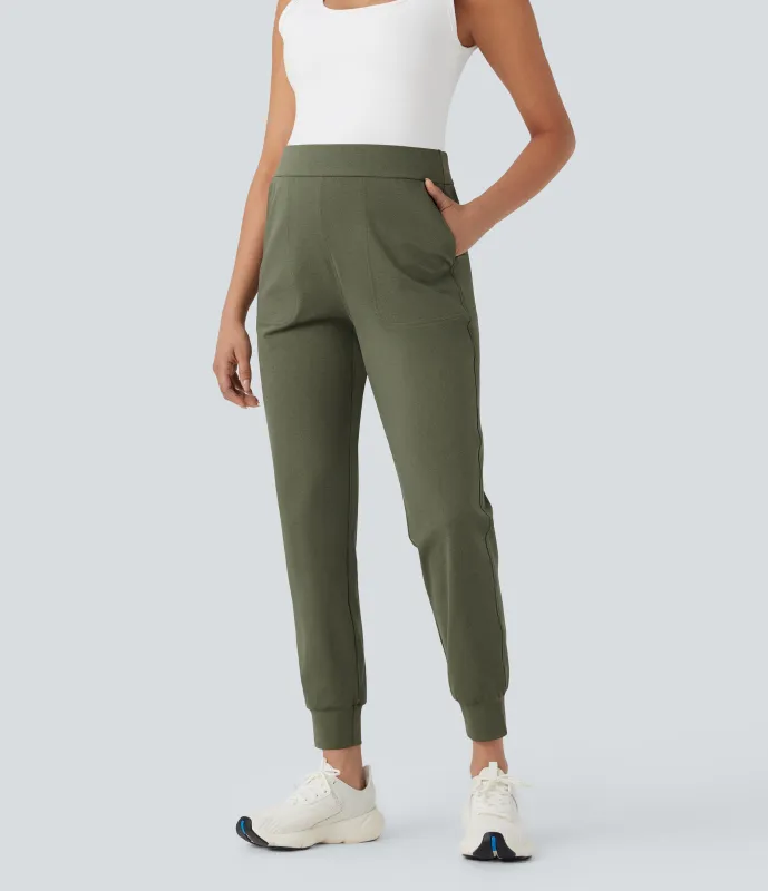 Halara Pantalones deportivos de yoga premamá de tiro medio con secado rápido y con bolsillos - Rifle Green Heather - XS(regular) made by Halara