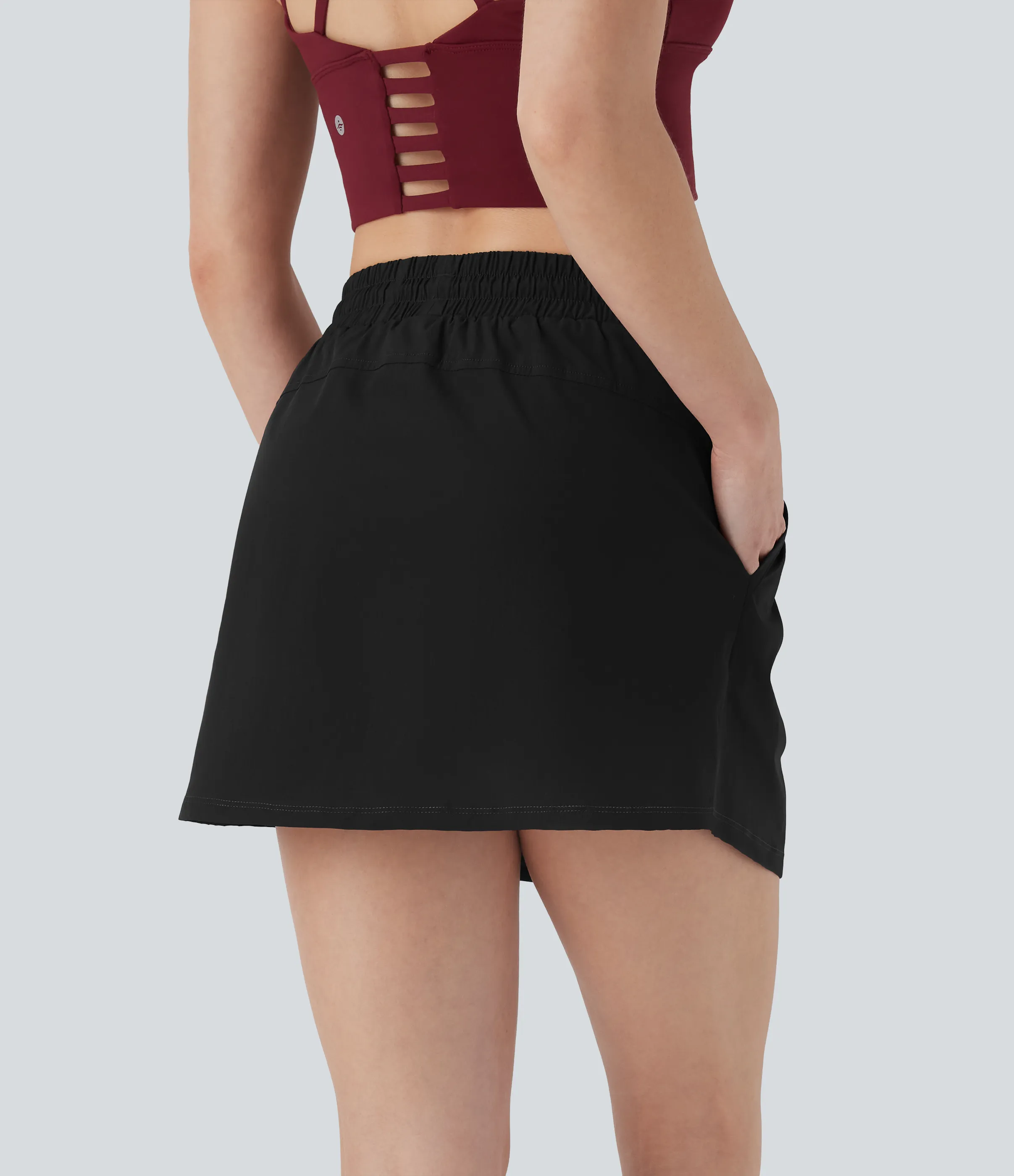 Halara Minifalda de yoga 2 en 1 de tiro alto con cordón y bolsillos - Black - M(regular) sold by Halara product image thumbnail 3