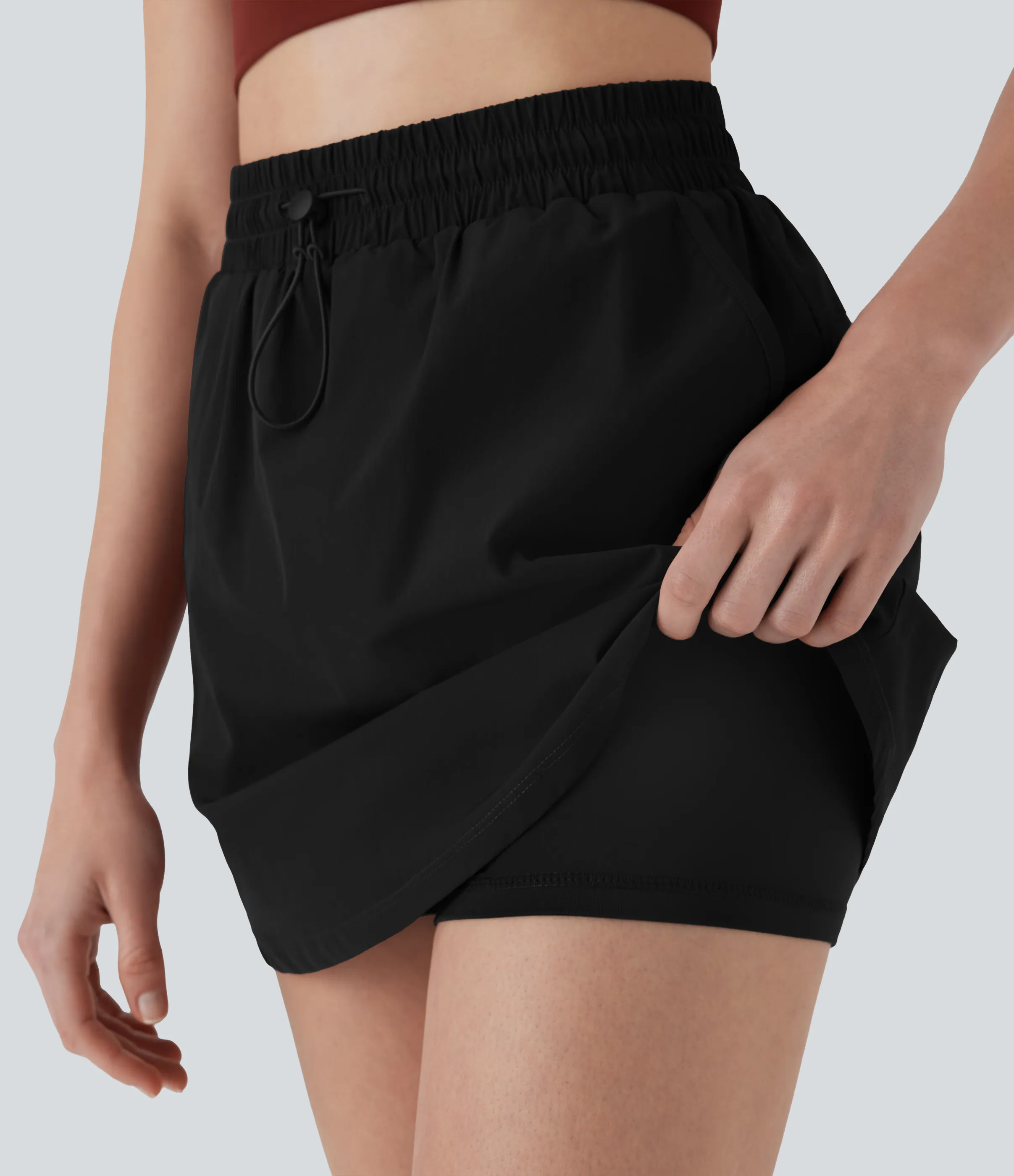 Halara Minifalda de yoga 2 en 1 de tiro alto con cordón y bolsillos - Black - M(regular) sold by Halara product image thumbnail 5