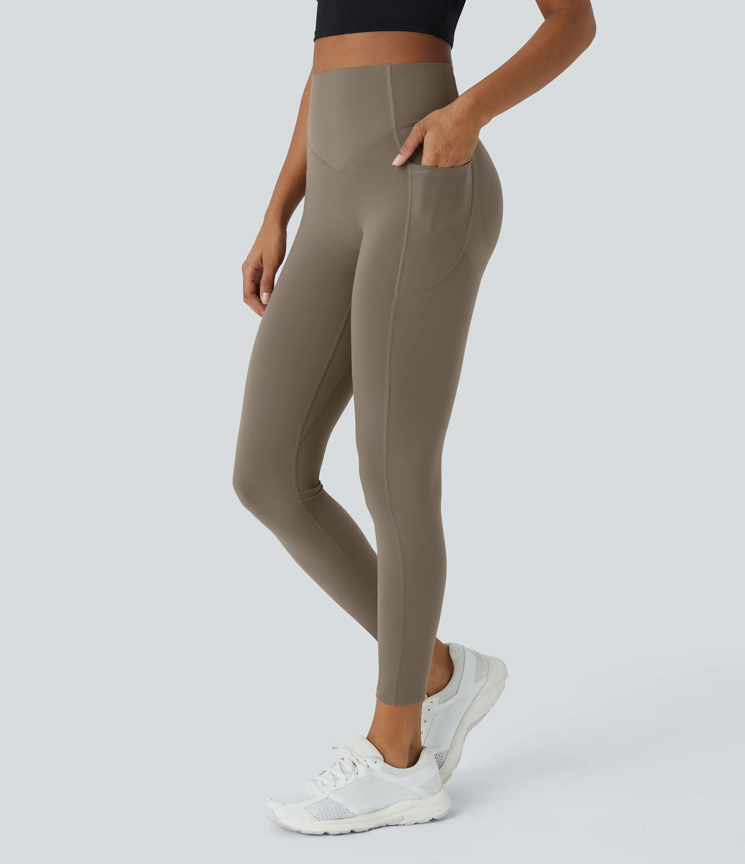 Halara Leggings SoCinched UltraSculpt entrenamiento moldeador bolsillo lateral control abdomen tiro alto - Dawn Brown - XL(7/8) sold by Halara product image thumbnail 4