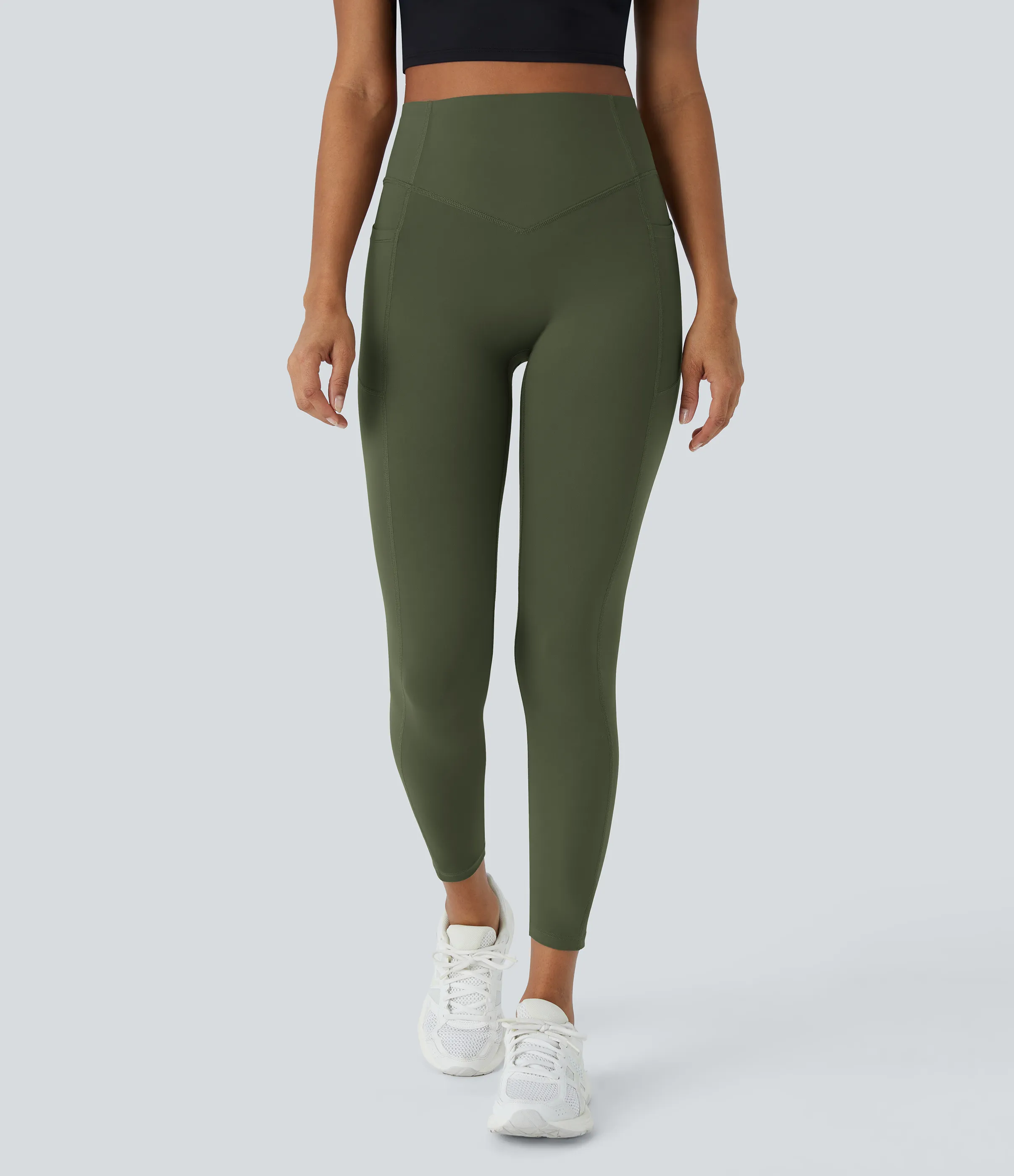 Halara Leggings SoCinched UltraSculpt entrenamiento moldeador bolsillo lateral control abdomen tiro alto - Deep Woodland Green - XS(7/8) sold by Halara product image thumbnail 3