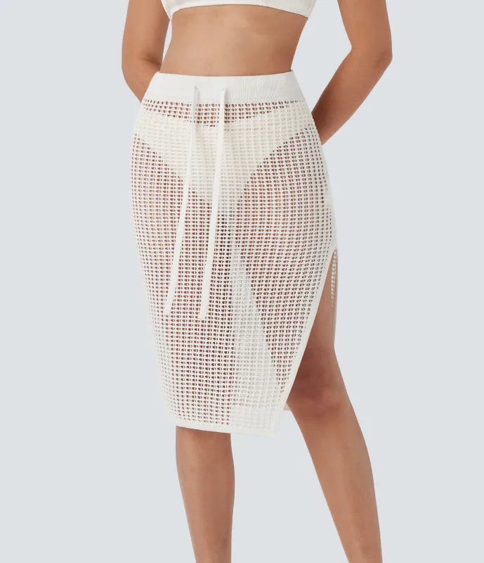 Halara Falda midi resort abertura cordón tiro alto - White - M sold by Halara