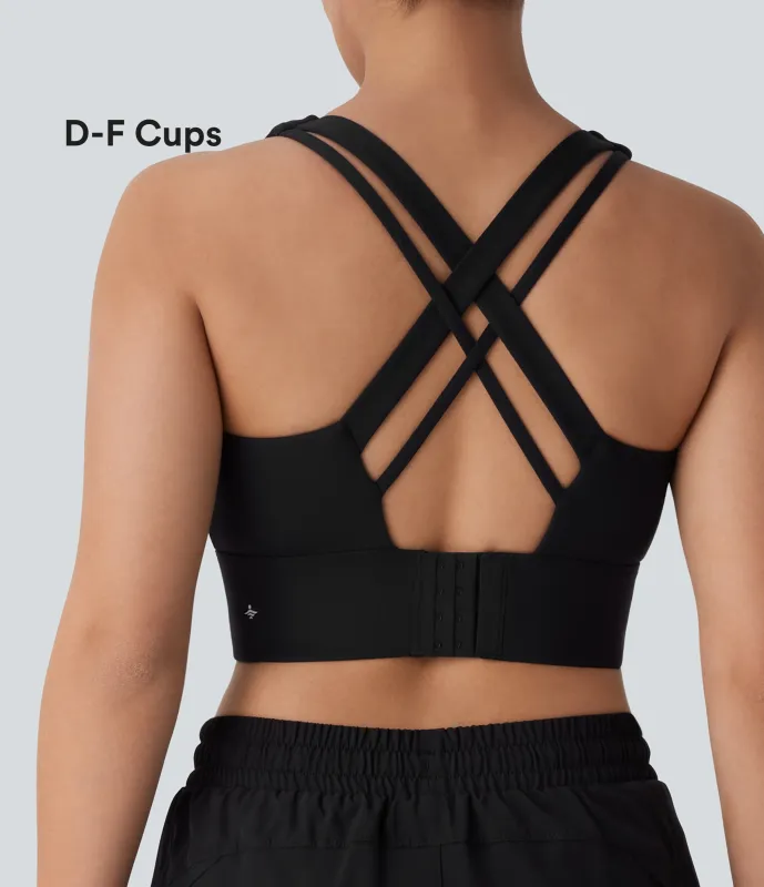 Halara Brasier deportivo de running con escote en U de sujeción media y gancho ajustable en copas D-F - Black - XS made by Halara