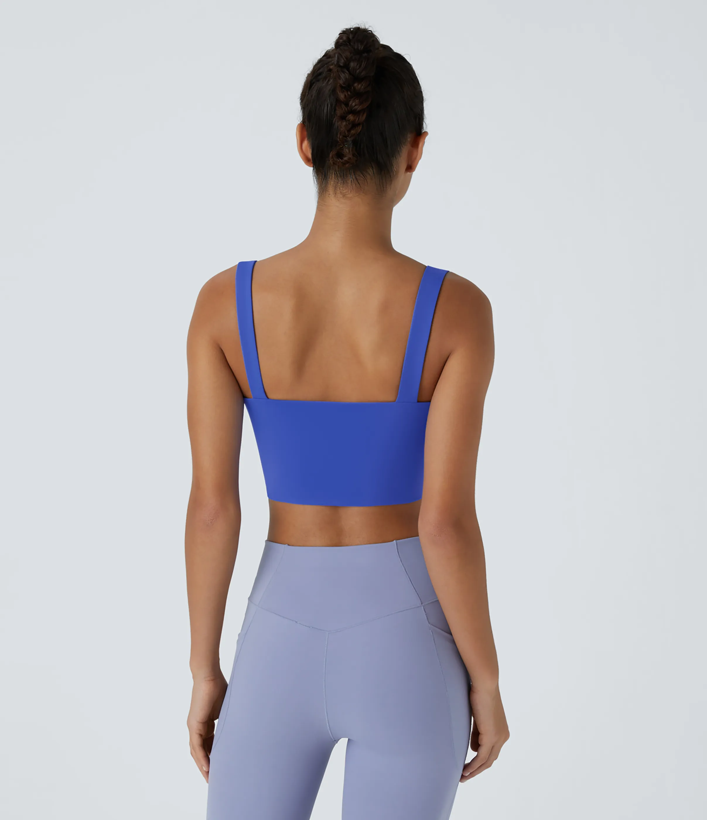 Halara Brasier deportivo de yoga SoftlyZero™ Airy de sujeción baja con abertura y tacto fresco-UPF51+ en copas D-F - Aster Blue - L sold by Halara product image thumbnail 3