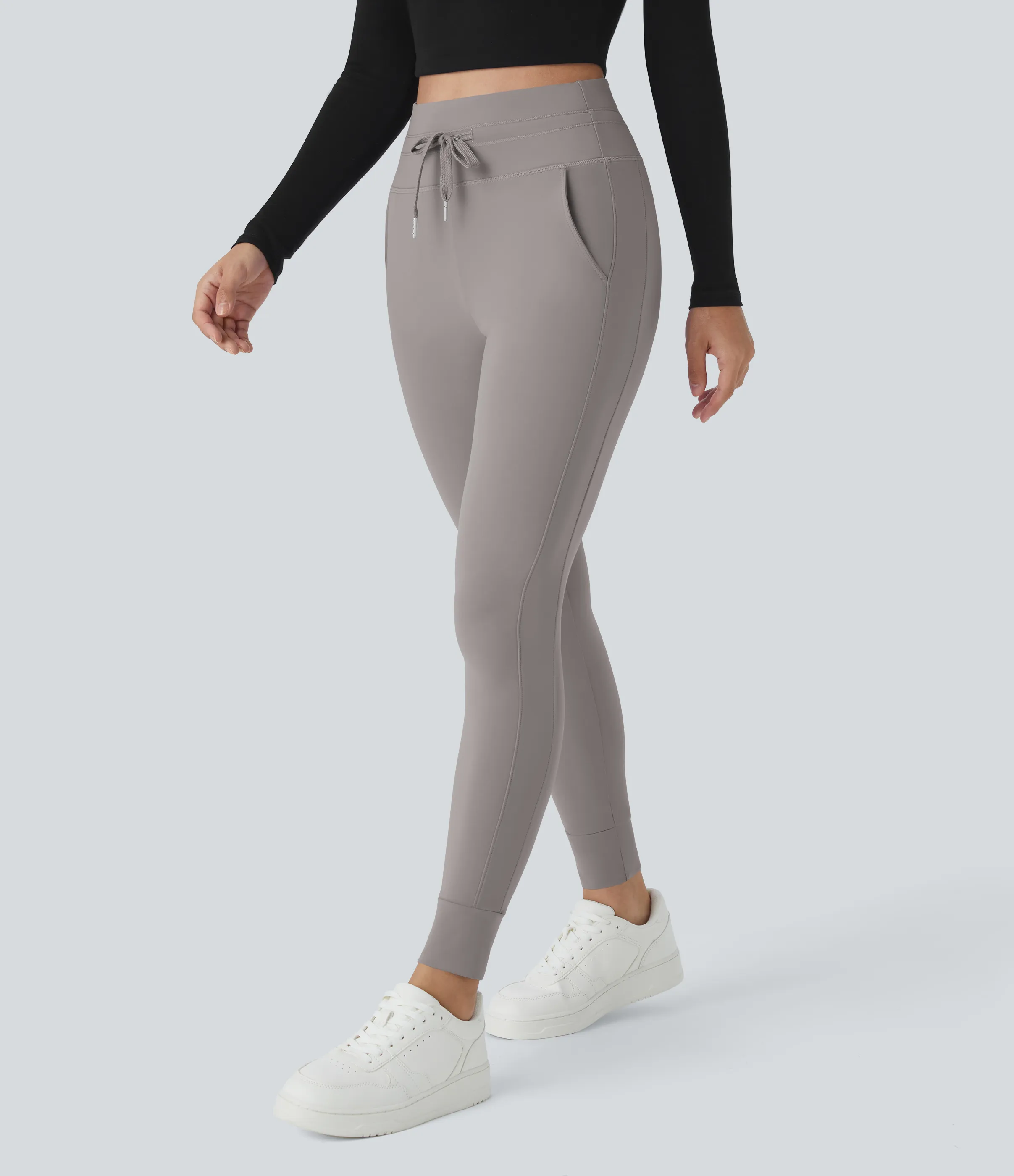 Halara Joggers Softlyzero™ Plush liso largo completo bolsillo lateral cordón tiro alto - Gull - XL(regular) sold by Halara product image thumbnail 4