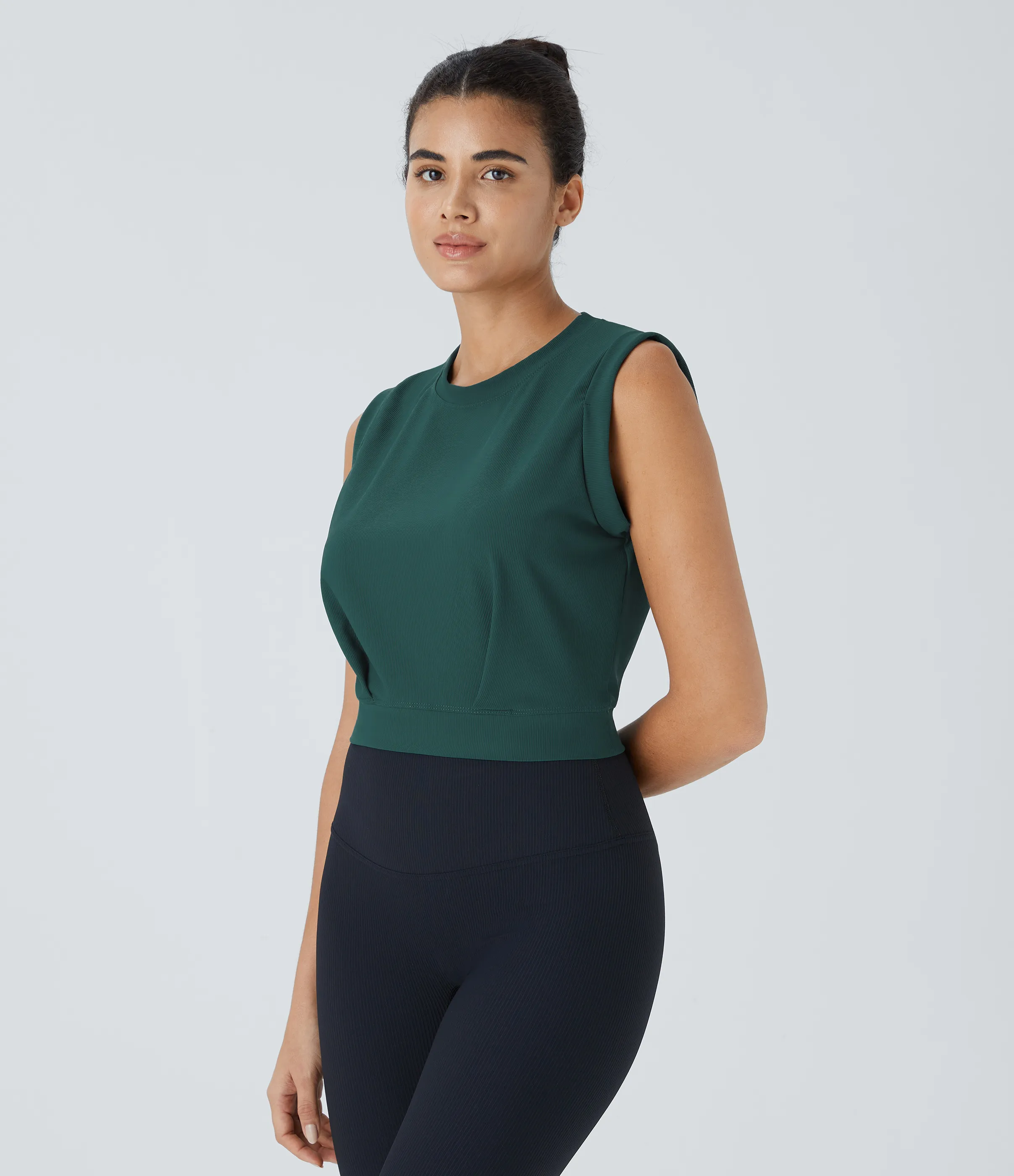 Halara Camiseta Patitoff™ Flow sin mangas yoga cuello redondo resistente pelo mascota sin mangas - Copper Green - S sold by Halara product image thumbnail 4