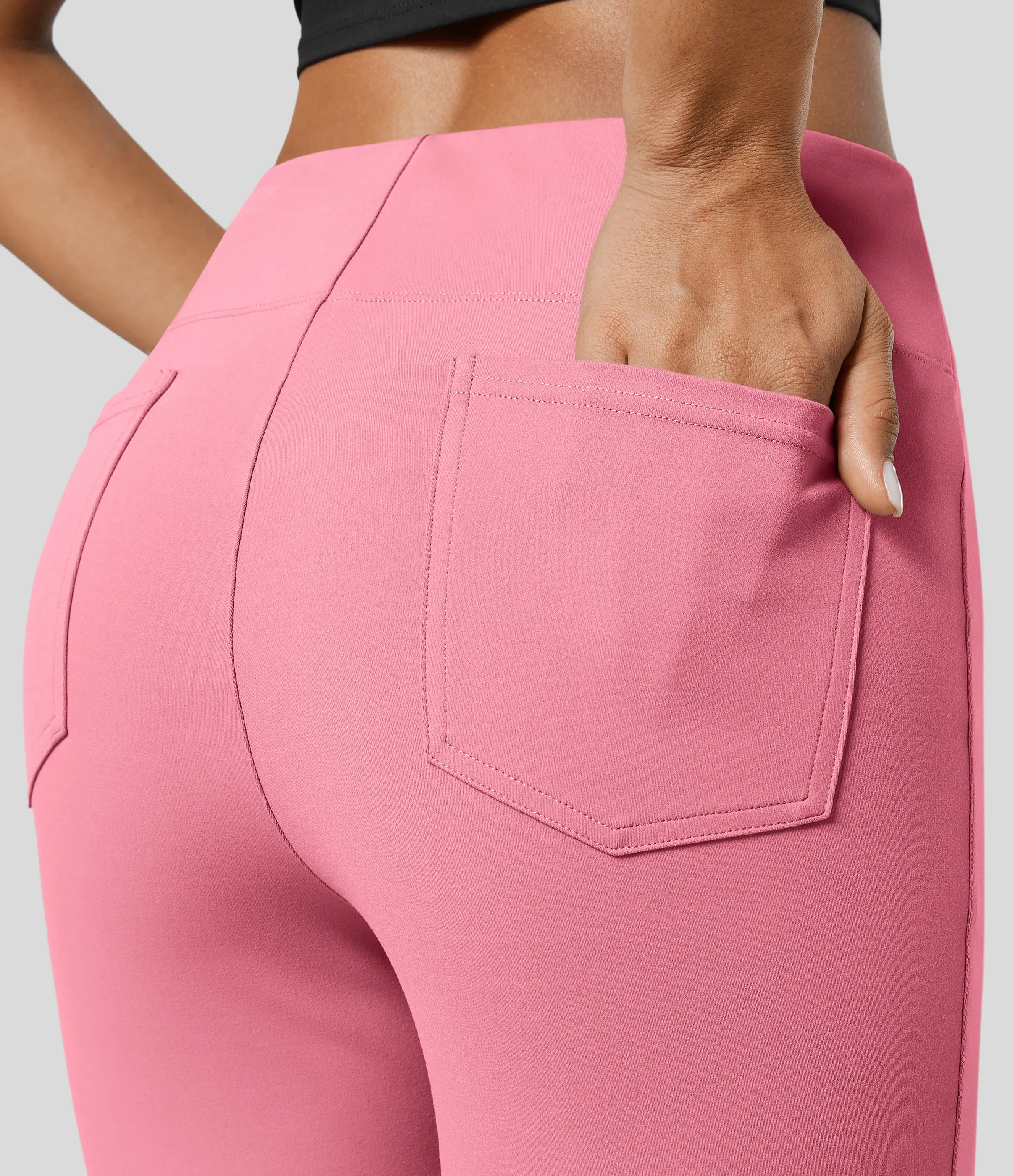 Halara Pantalón Halara Flex™ oficina tiro alto bolsillo trasero ligero acampanado - Flamingo Plume - XL(regular) sold by Halara product image thumbnail 5