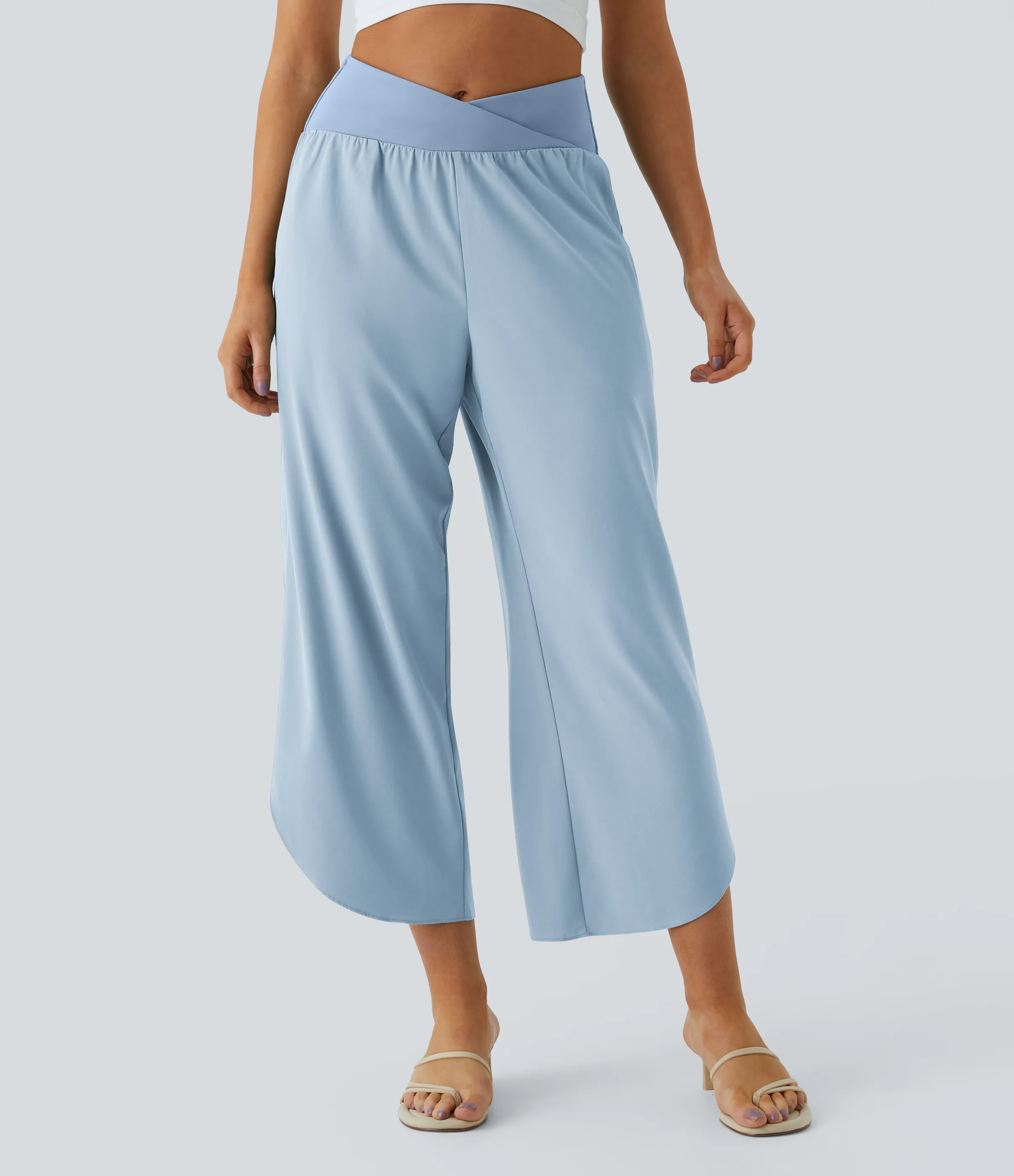 Halara Pantalón Breezeful™ Resort secado rápido abertura bolsillo lateral plisado cruzado tiro alto - Ballad Blue - XL(regular) sold by Halara product image thumbnail 4
