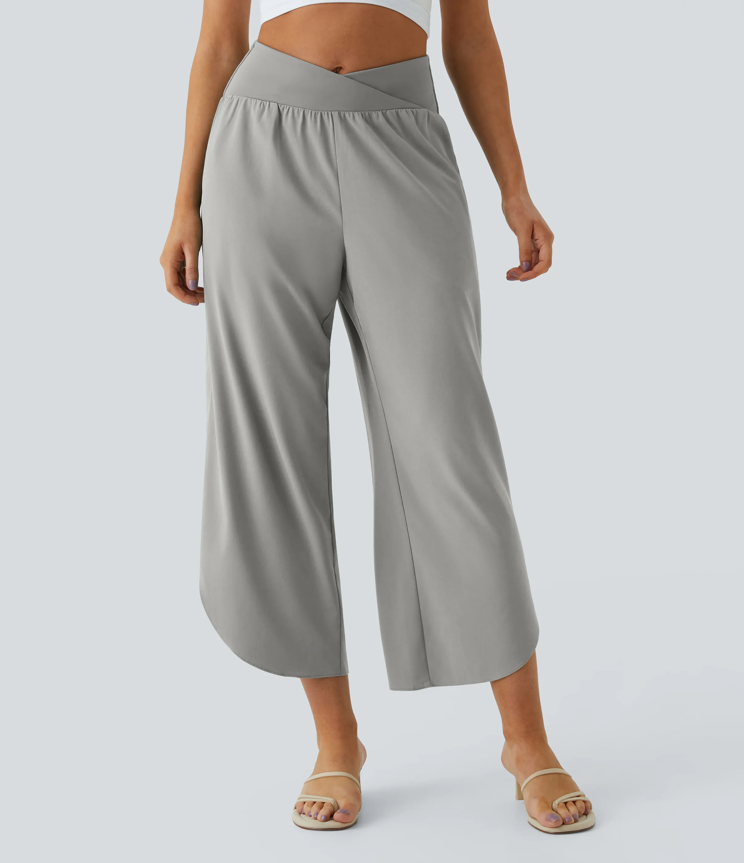 Halara Pantalón Breezeful™ Resort secado rápido abertura bolsillo lateral plisado cruzado tiro alto - Dust Gray - XS(regular) sold by Halara product image thumbnail 4