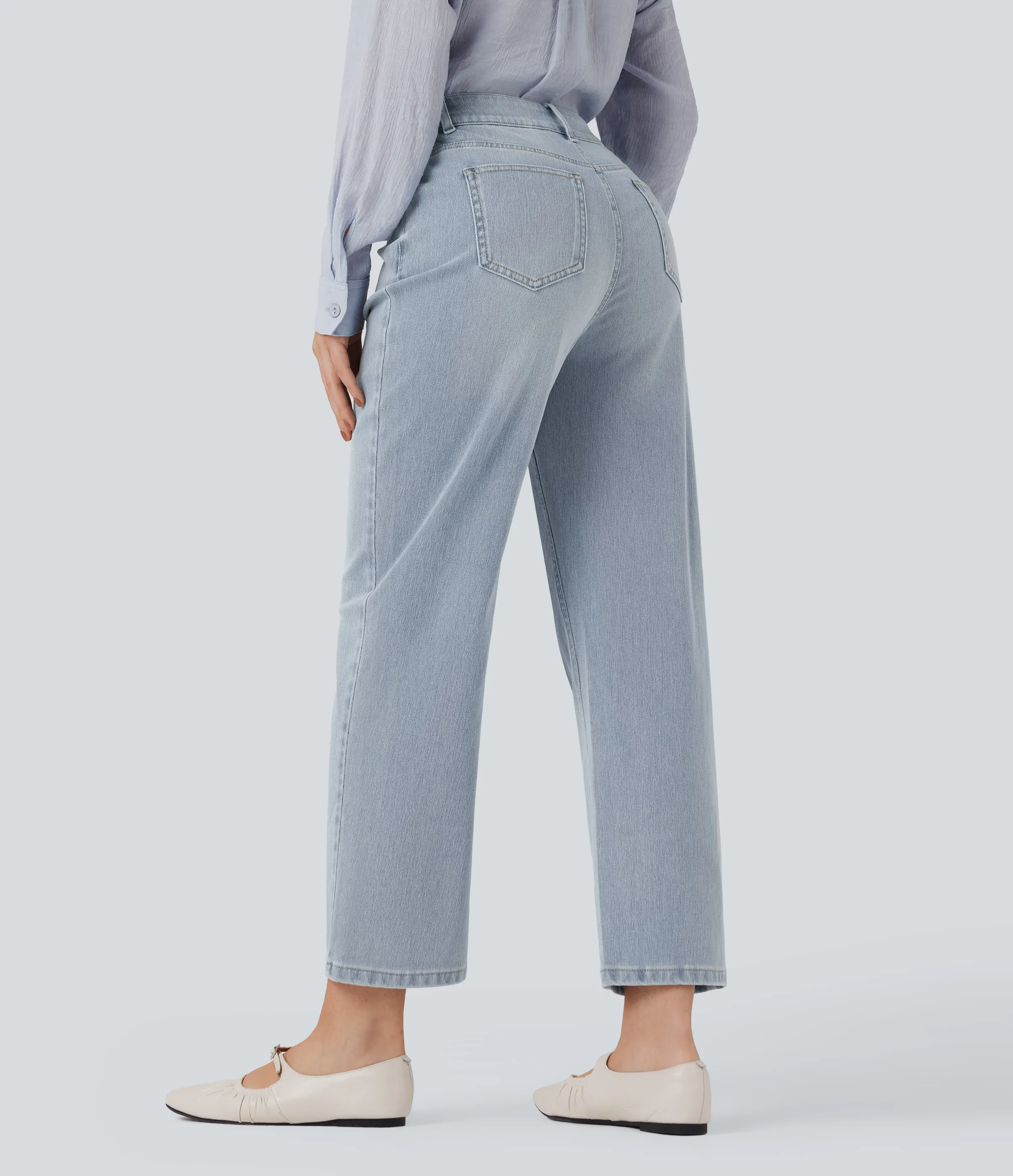 Halara Jeans casuales rectos Halara Flex™ de tiro alto lavado con bolsillos - Baltic Sea Blue Denim - XL(regular) sold by Halara product image thumbnail 3