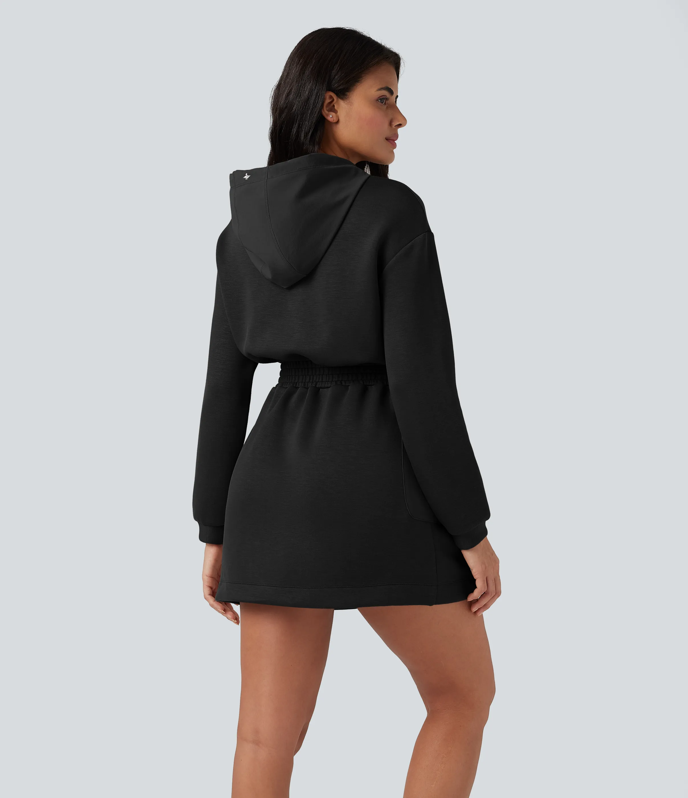 Halara Minivestido deportivo de senderismo de manga larga con capucha, cordón ajustable y bolsillos - Black - L sold by Halara product image thumbnail 3