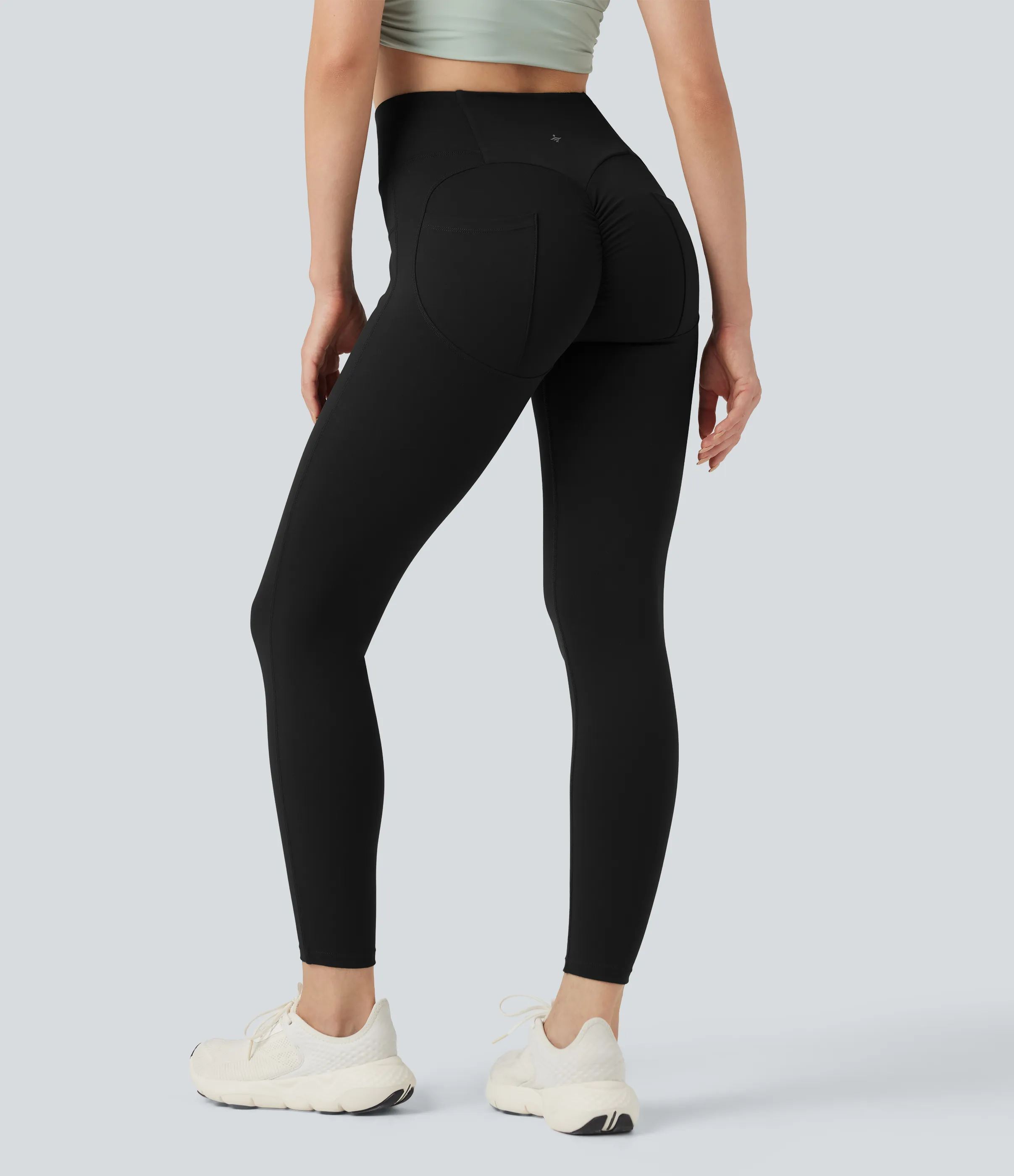 Halara Leggings de yoga de tiro alto y fruncido de 7/8 con bolsillos - Black - XL(7/8) sold by Halara