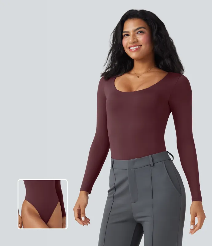 Halara Body de oficina de manga larga con cuello en U - Windsor Wine - XL sold by Halara