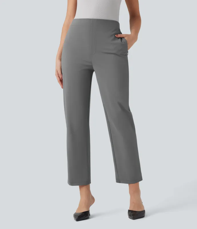 Halara Pantalones de oficina rectos de tiro alto en 7/8 con bolsillos - Mirage Gray - XL(regular) sold by Halara