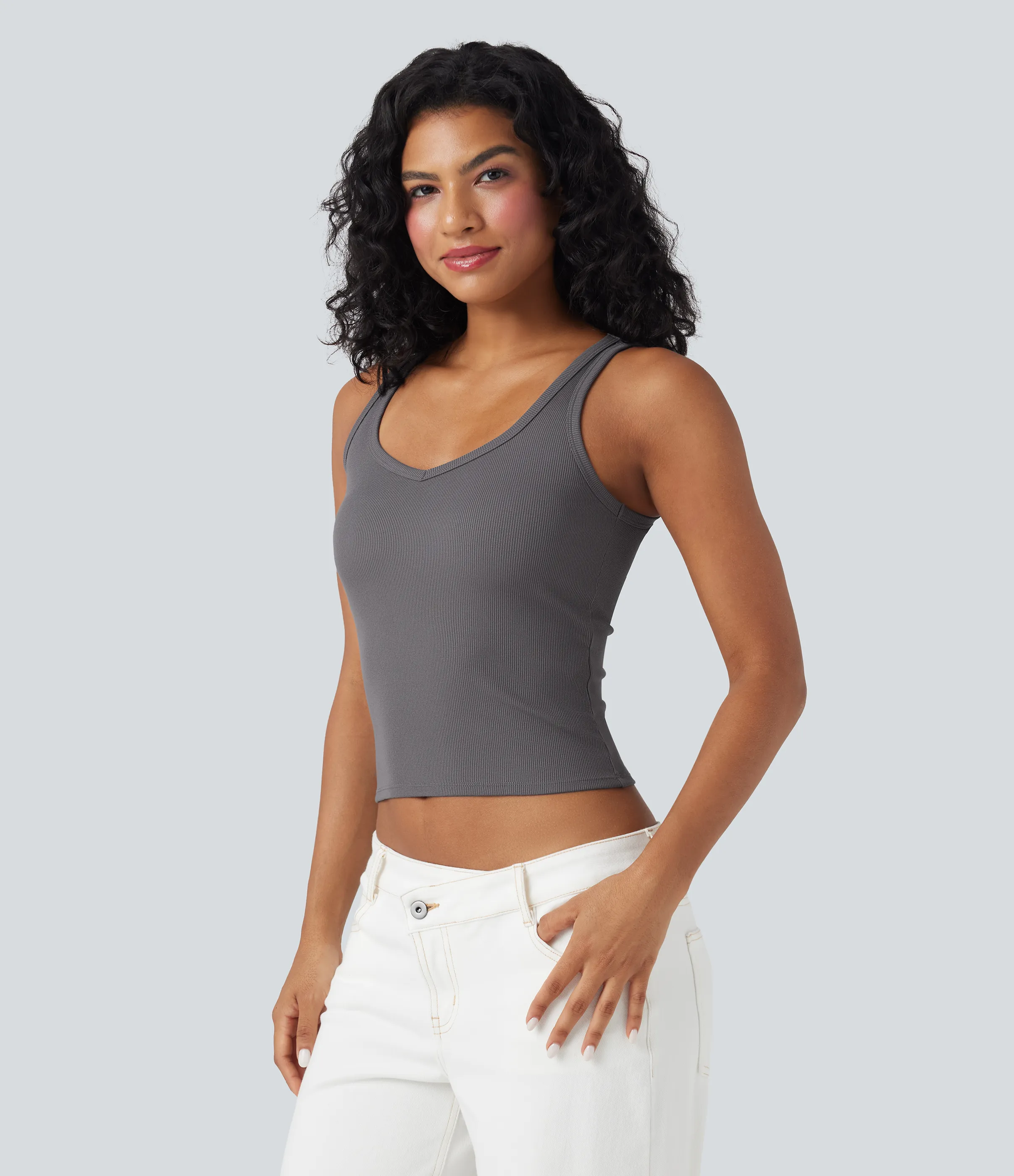 Halara Camiseta sin mangas casual acanalada - Volcanic Glass - M sold by Halara product image thumbnail 3