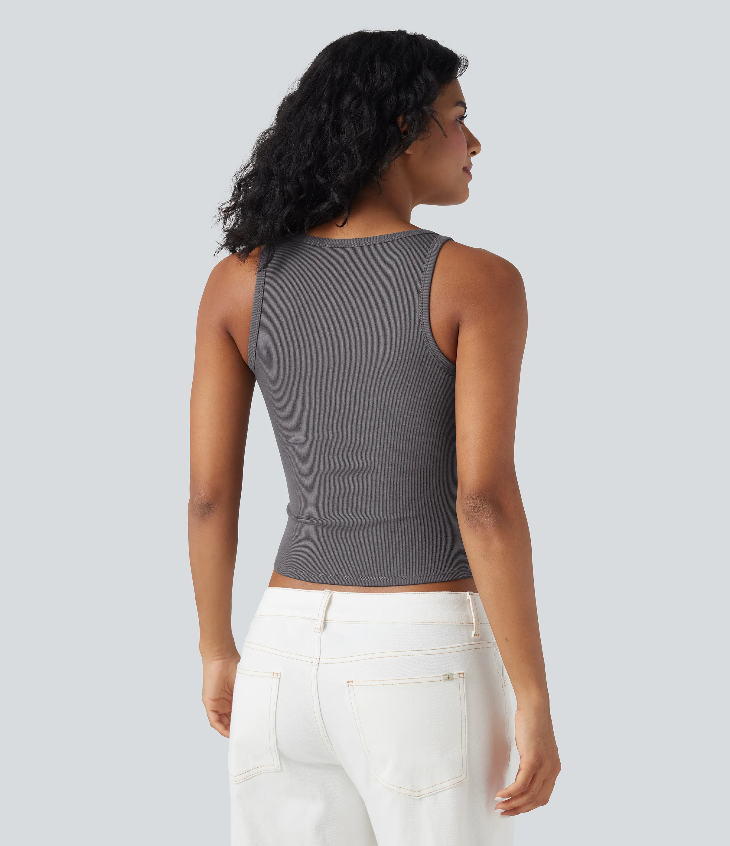 Halara Camiseta sin mangas casual acanalada - Volcanic Glass - M sold by Halara product image thumbnail 4