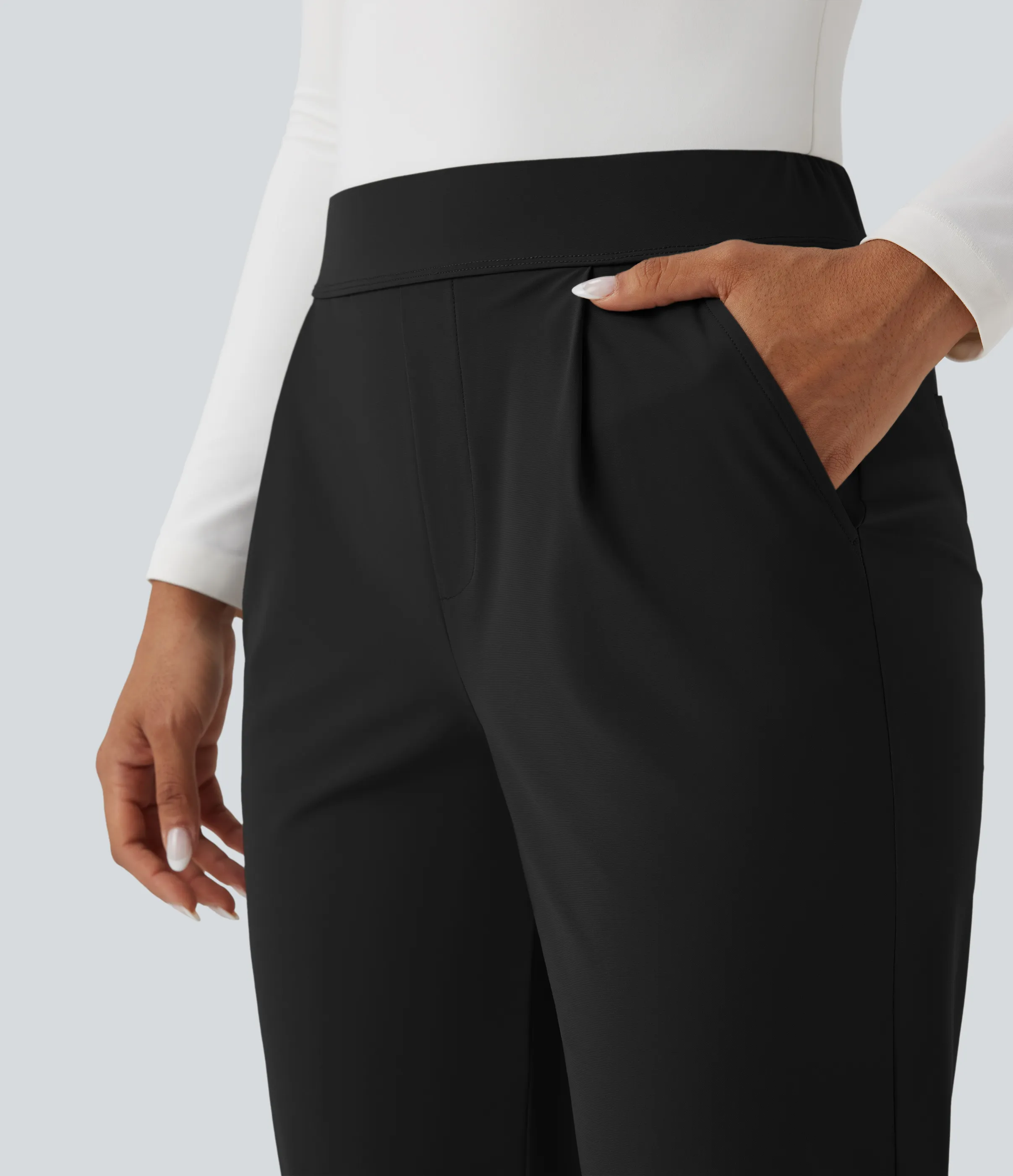 Halara Pantalones de viaje ajustados de tiro alto con secado rápido y bolsillos - Black - M(regular) sold by Halara product image thumbnail 5