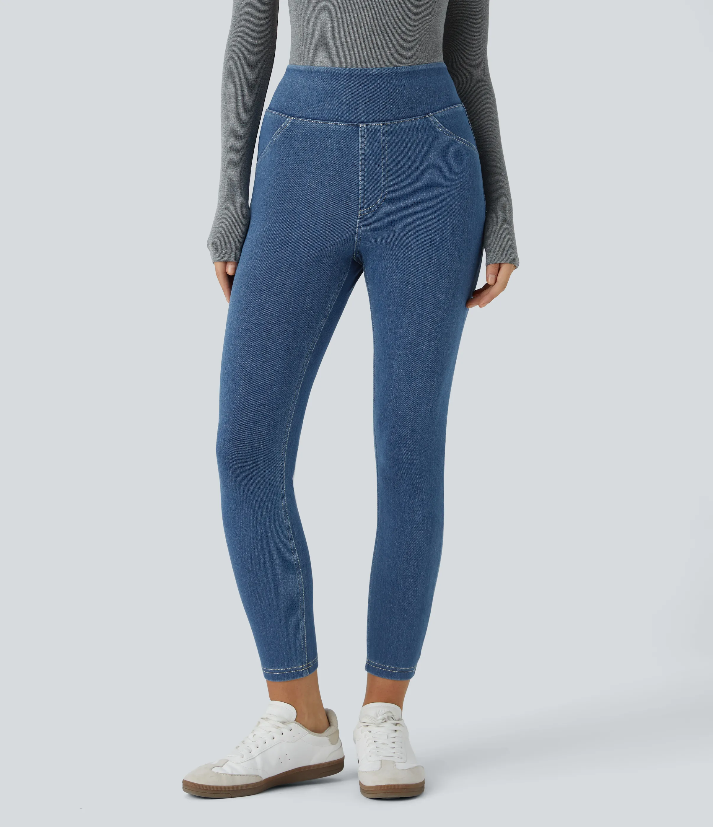 Halara Leggings Halara Flex™ Denim mezclilla elástico bolsillo lateral trasero tiro alto - Denim Dark Blue - XL(7/8) sold by Halara product image thumbnail 3
