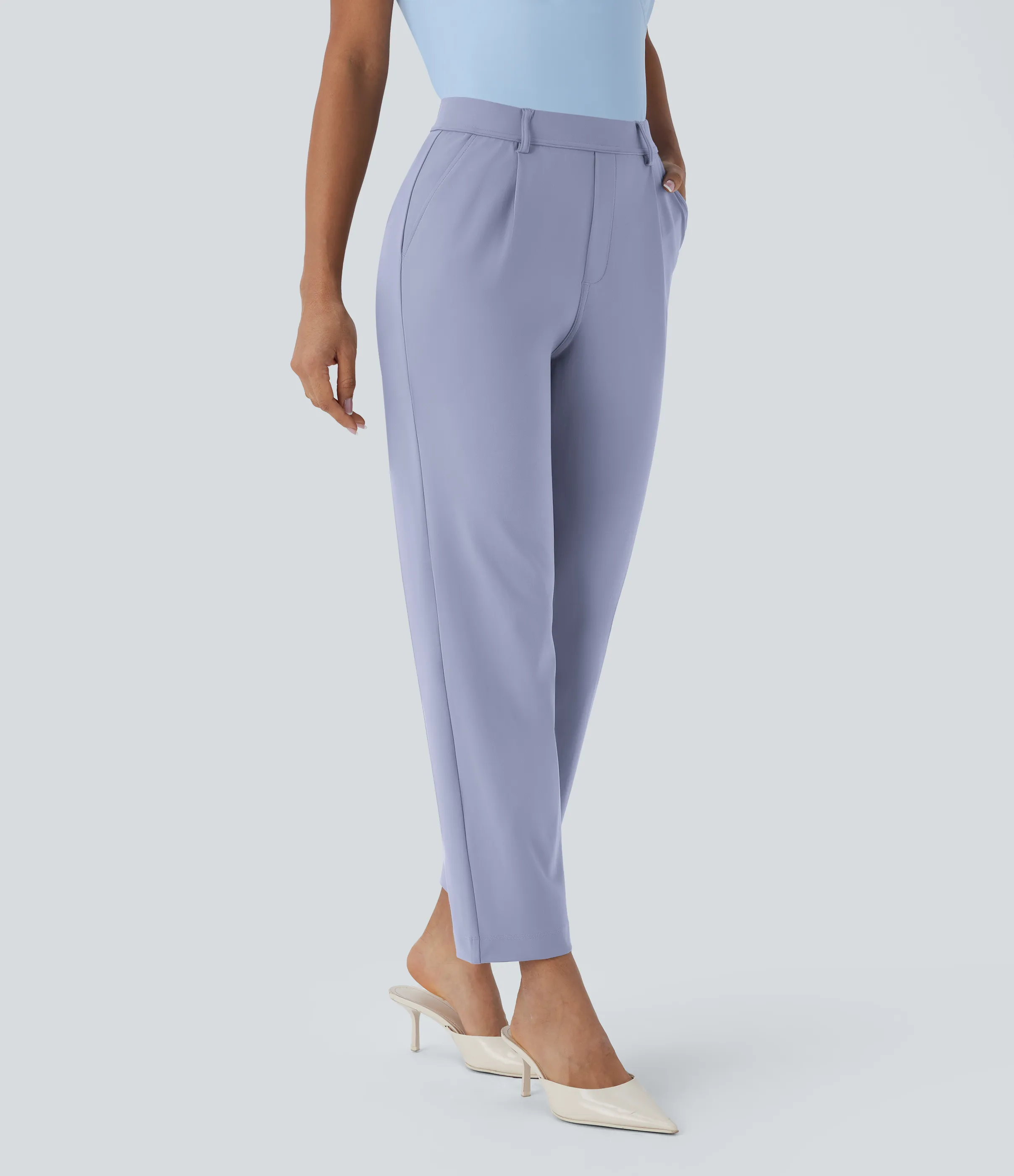 Halara Pantalón oficina tiro alto ajustado tobillo bolsillo lateral - Icelandic Blue - M(regular) sold by Halara product image thumbnail 4