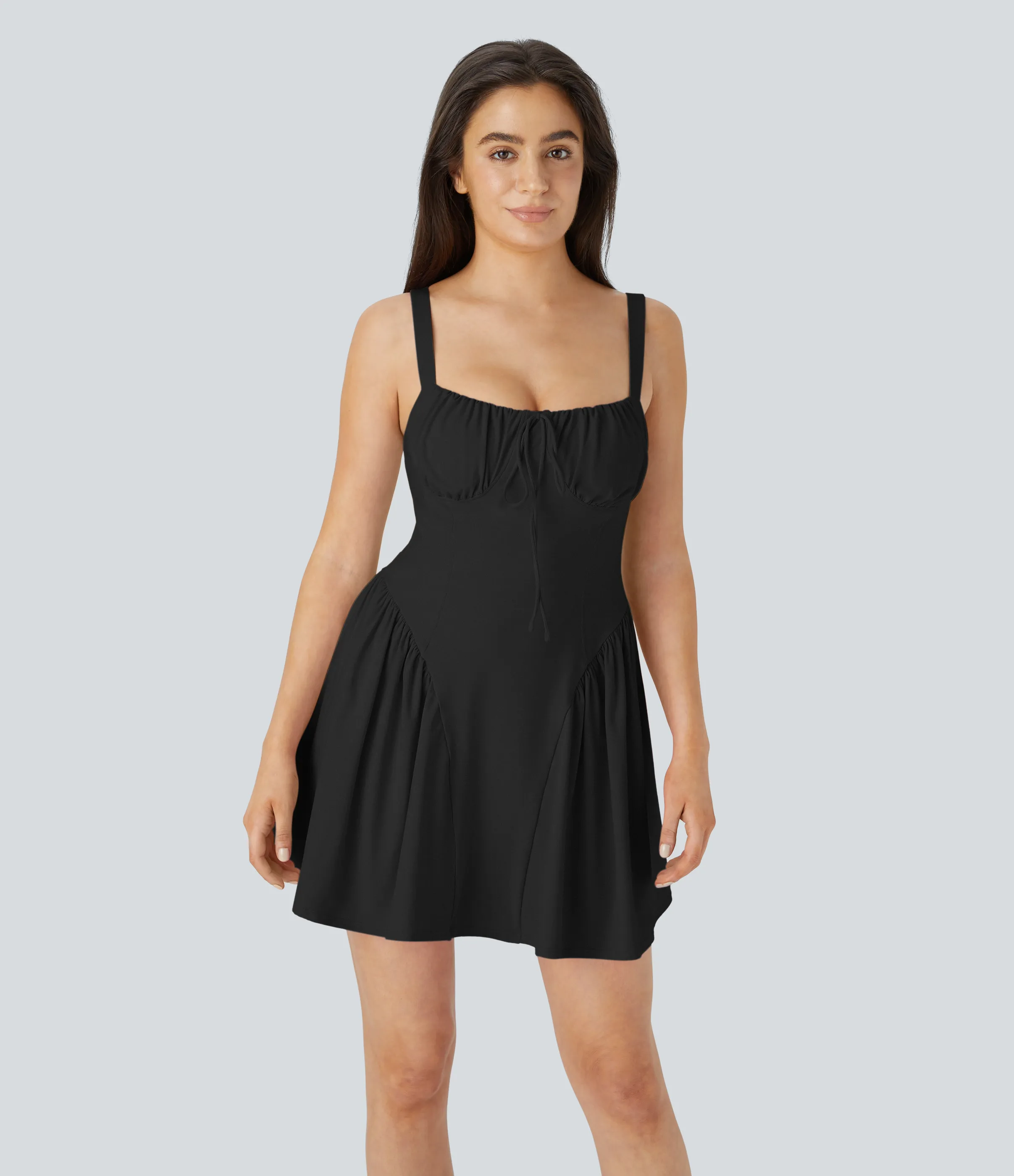 Halara Vestido mini de baile 2 en 1 SoftlyZero™ Airy con lazo frontal y bolsillo de tacto frío - Edición Easy Peezy - Black - L sold by Halara product image thumbnail 2