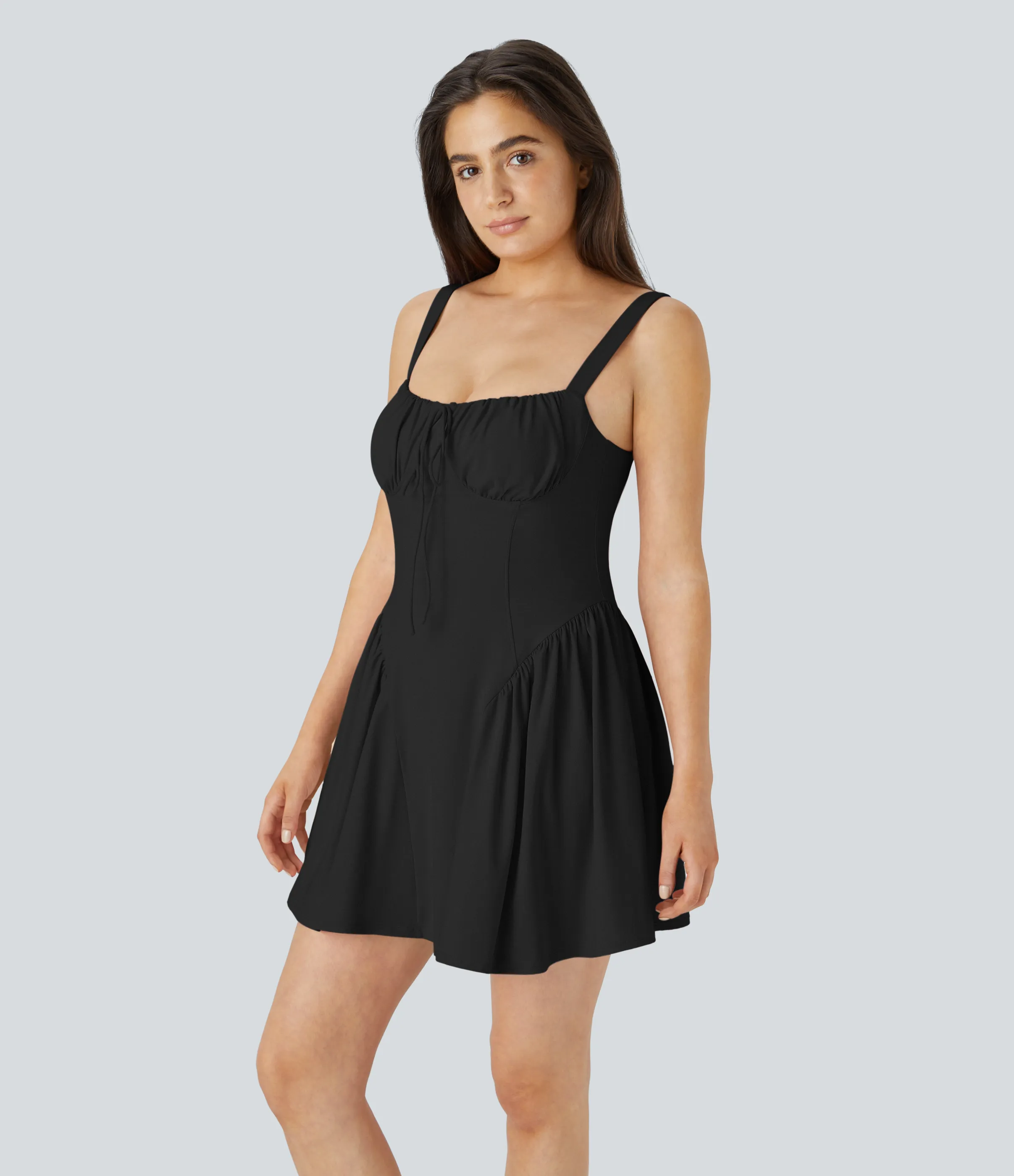 Halara Vestido mini de baile 2 en 1 SoftlyZero™ Airy con lazo frontal y bolsillo de tacto frío - Edición Easy Peezy - Black - L sold by Halara product image thumbnail 4