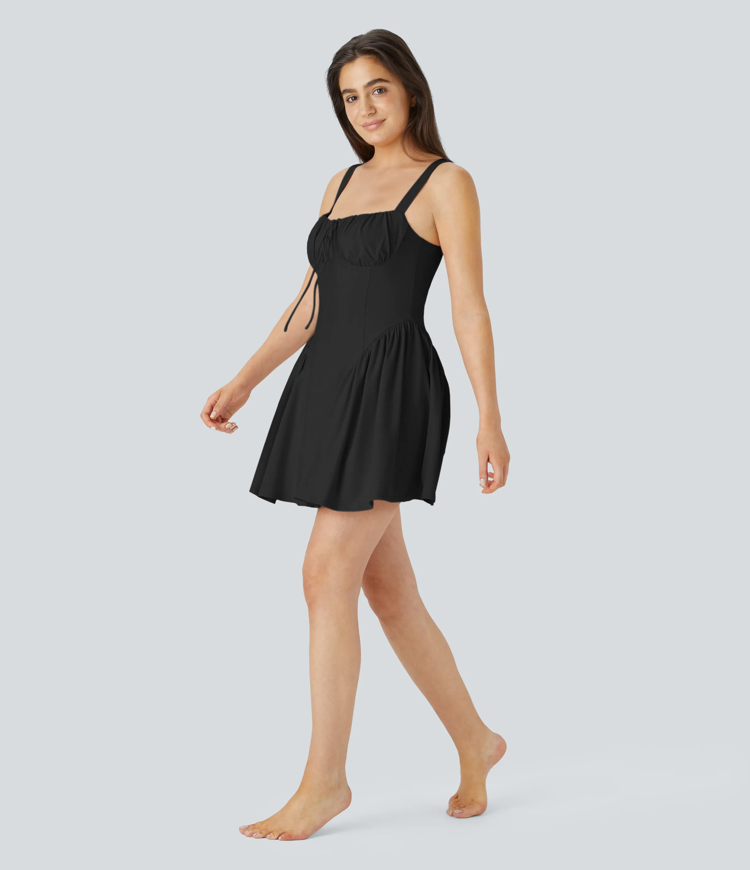 Halara Vestido mini de baile 2 en 1 SoftlyZero™ Airy con lazo frontal y bolsillo de tacto frío - Edición Easy Peezy - Black - L sold by Halara product image thumbnail 5