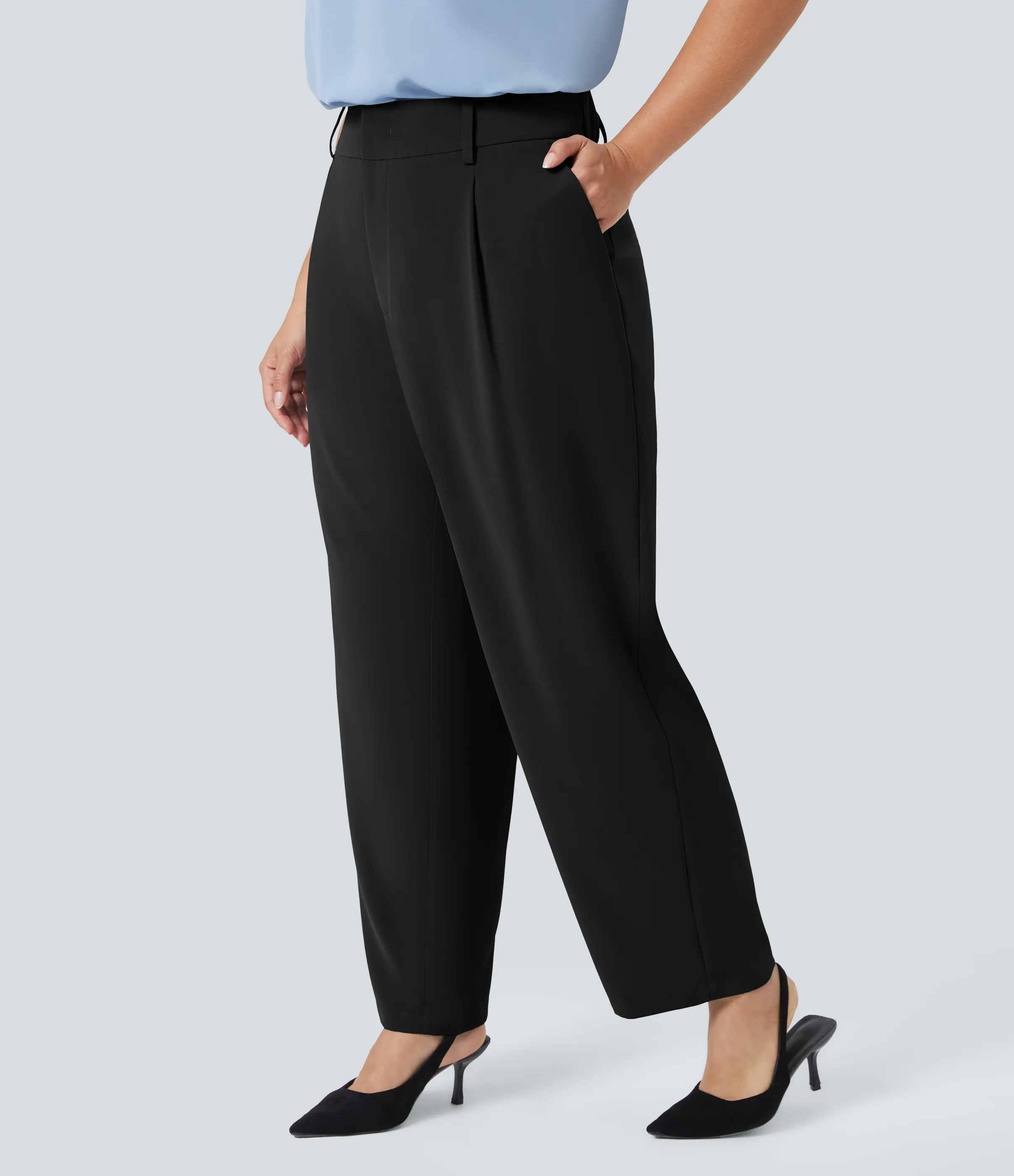 Halara Pantalón oficina ajustado tiro alto bolsillo lateral bolsillo lateral - Black - 2X(regular) sold by Halara product image thumbnail 4