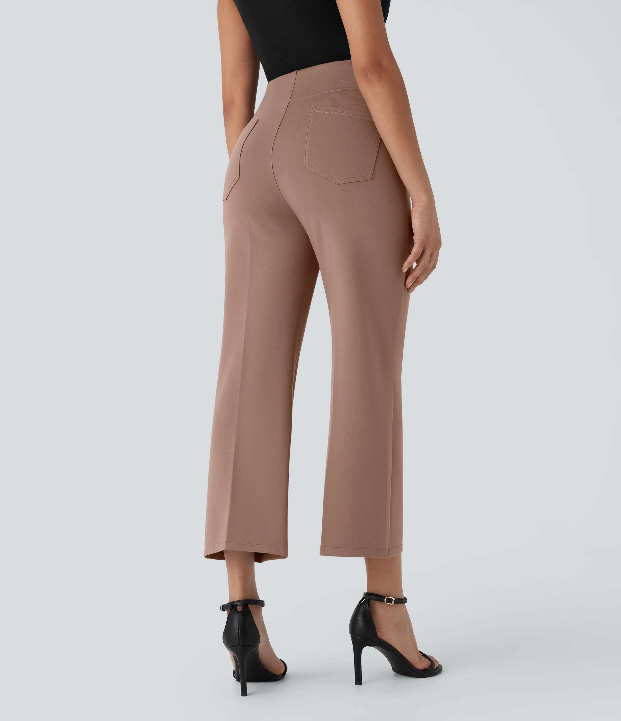 Halara Pantalones de oficina Halara Flex™ de tiro alto con moldeador de abdomen con control de abdomen y bolsillos traseros laterales de corte ligeramente acampanado - Beaver Fur - XS(regular) sold by Halara product image thumbnail 3