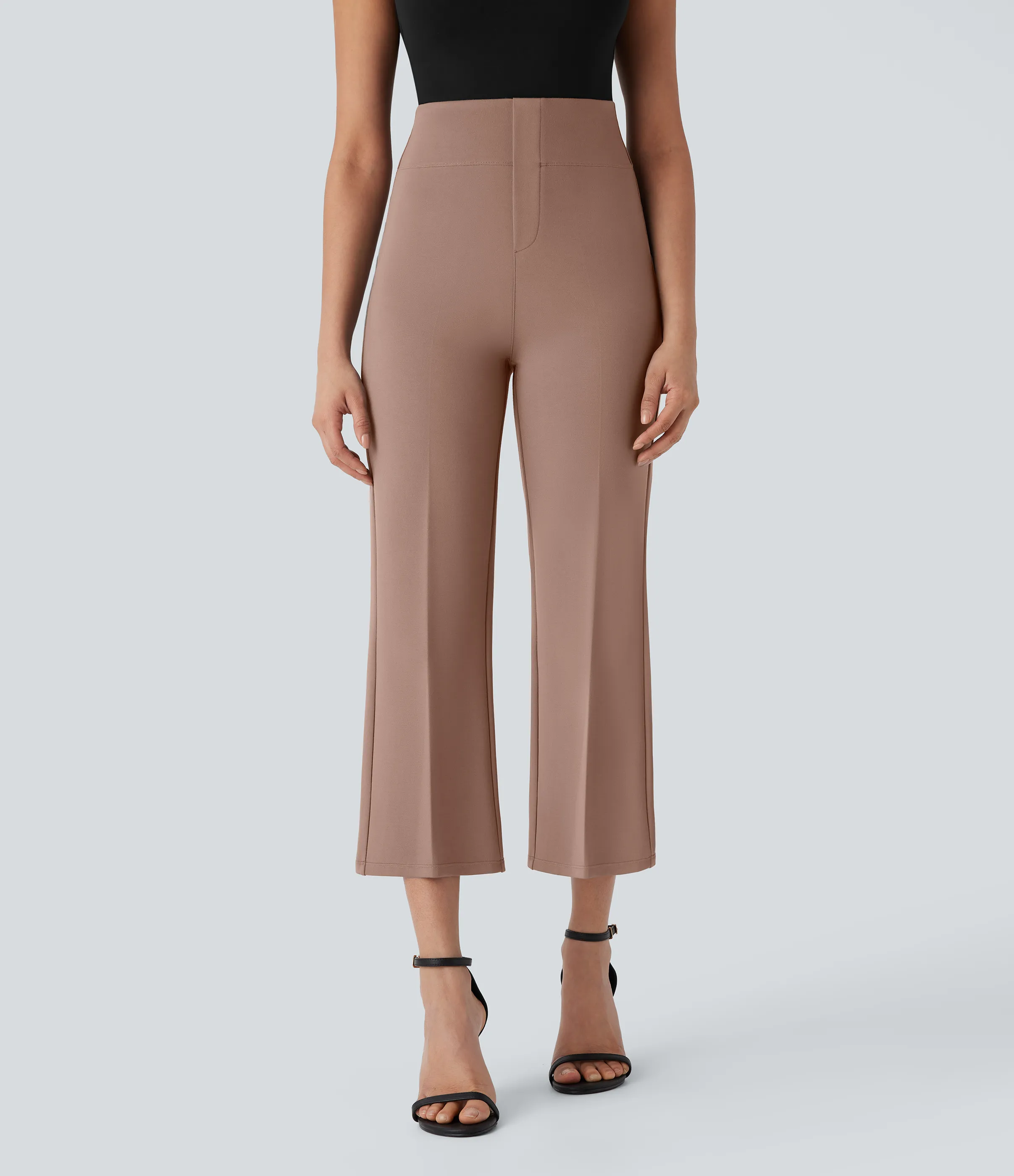 Halara Pantalones de oficina Halara Flex™ de tiro alto con moldeador de abdomen con control de abdomen y bolsillos traseros laterales de corte ligeramente acampanado - Beaver Fur - XS(regular) sold by Halara product image thumbnail 4