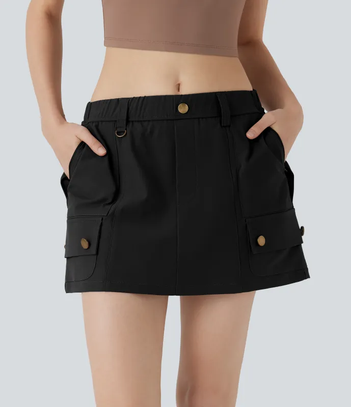 Halara Minifalda de senderismo 2 en 1 de tiro medio repelente al agua y con múltiples bolsillos - Black - XS(regular) made by Halara