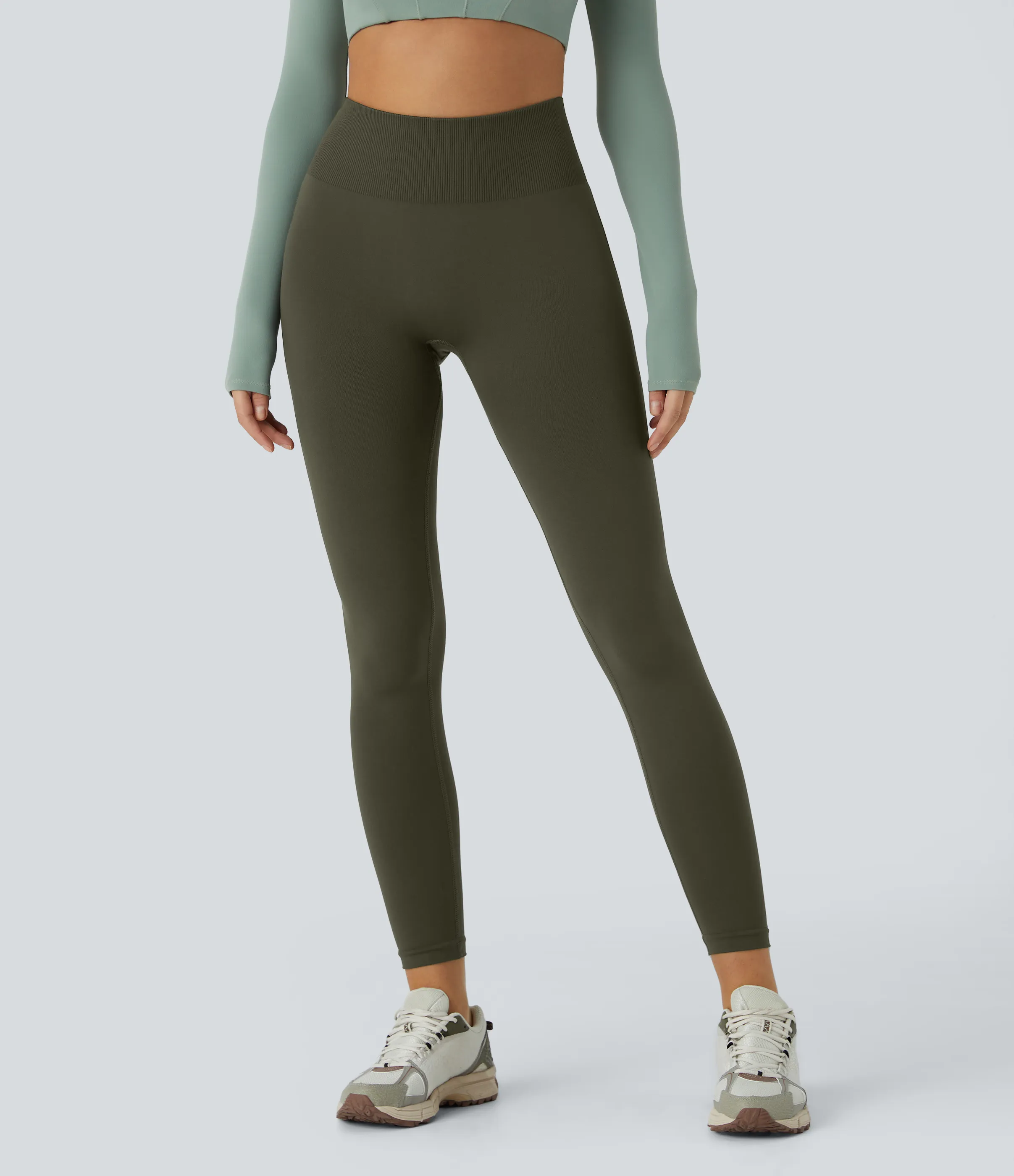 Halara Leggings yoga tiro medio control abdomen realce glúteo 7/8 sin costura - Deep Sage - XS(full_length) sold by Halara product image thumbnail 4