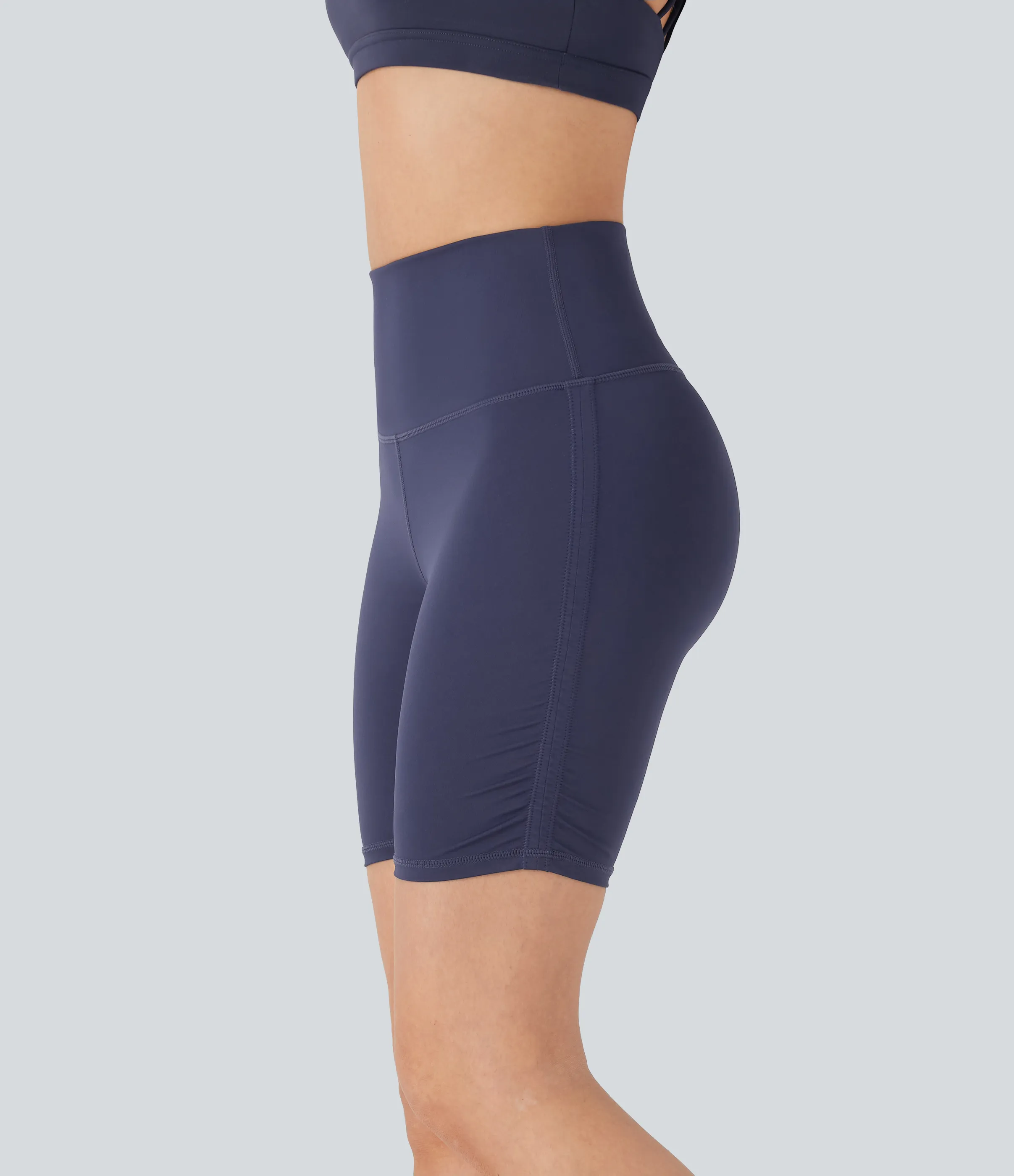 Halara Shorts biker para running moldeadores Softlyzero™ de secado rápido de tiro alto con reductor de abdomen y fruncido en longitud 17cm - Dawn Purple - M sold by Halara product image thumbnail 2