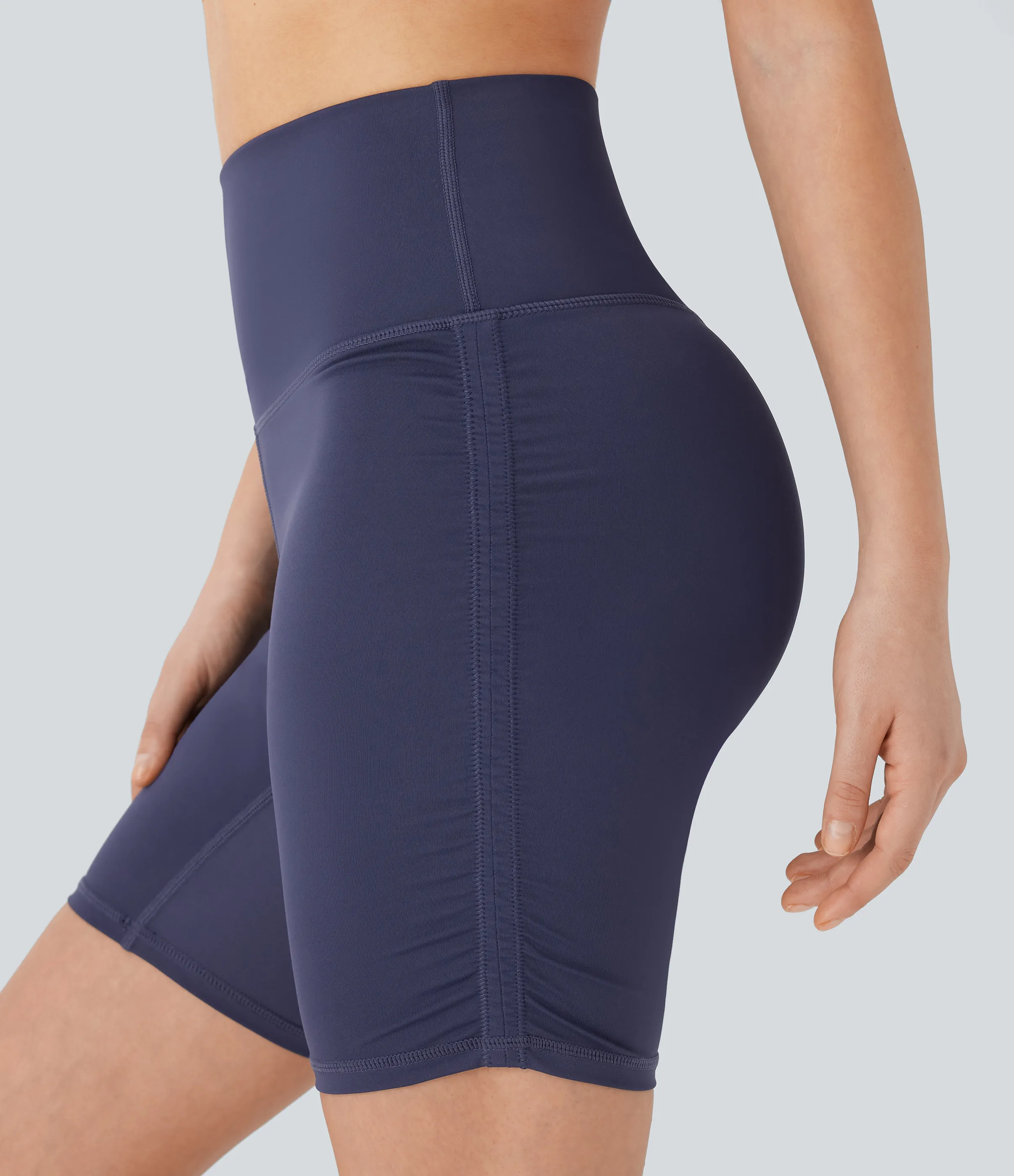 Halara Shorts biker para running moldeadores Softlyzero™ de secado rápido de tiro alto con reductor de abdomen y fruncido en longitud 17cm - Dawn Purple - M sold by Halara product image thumbnail 5