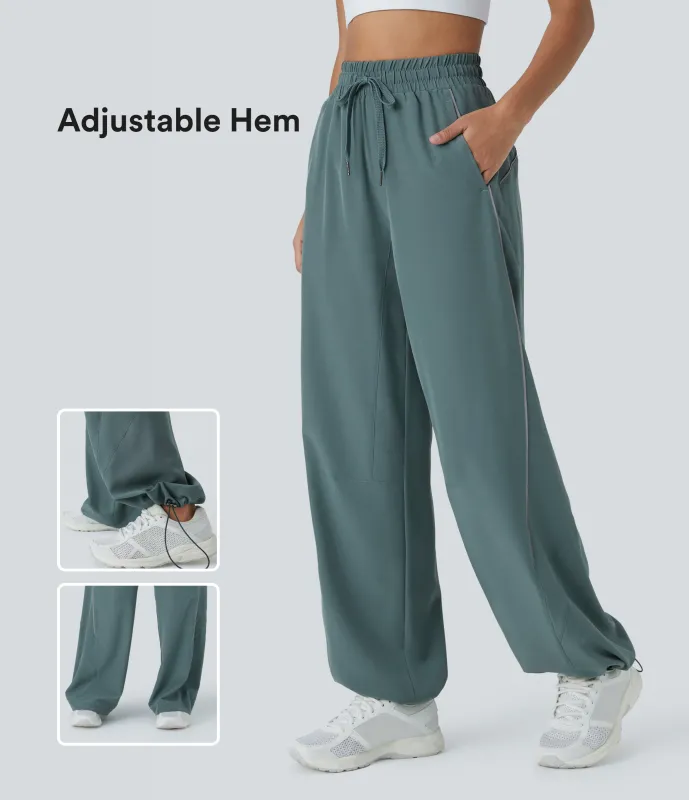 Halara Pantalón correr tiro alto cordón ajustable bolsillo lateral dobladillo reflectante - Slate Green - L(regular) sold by Halara