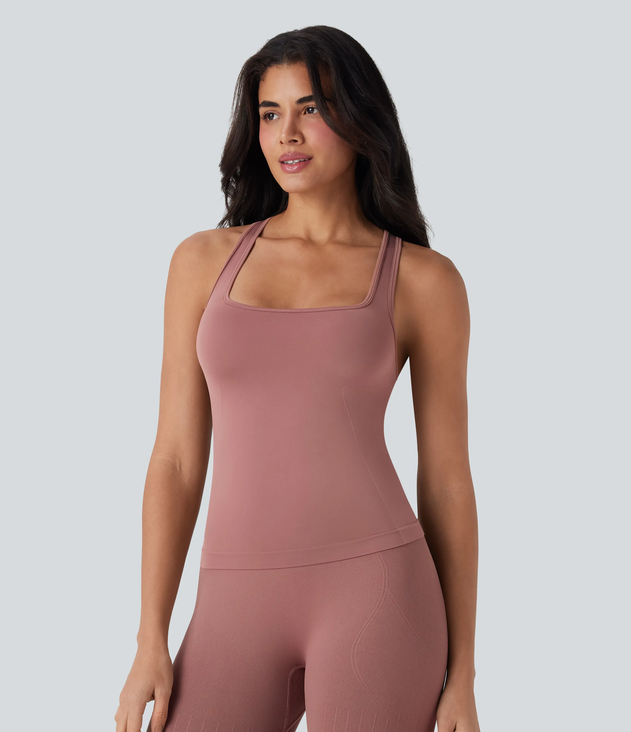 Halara Camiseta de yoga sin mangas con espalda cruzada y cortes - Dusty Rose - XS sold by Halara product image thumbnail 4
