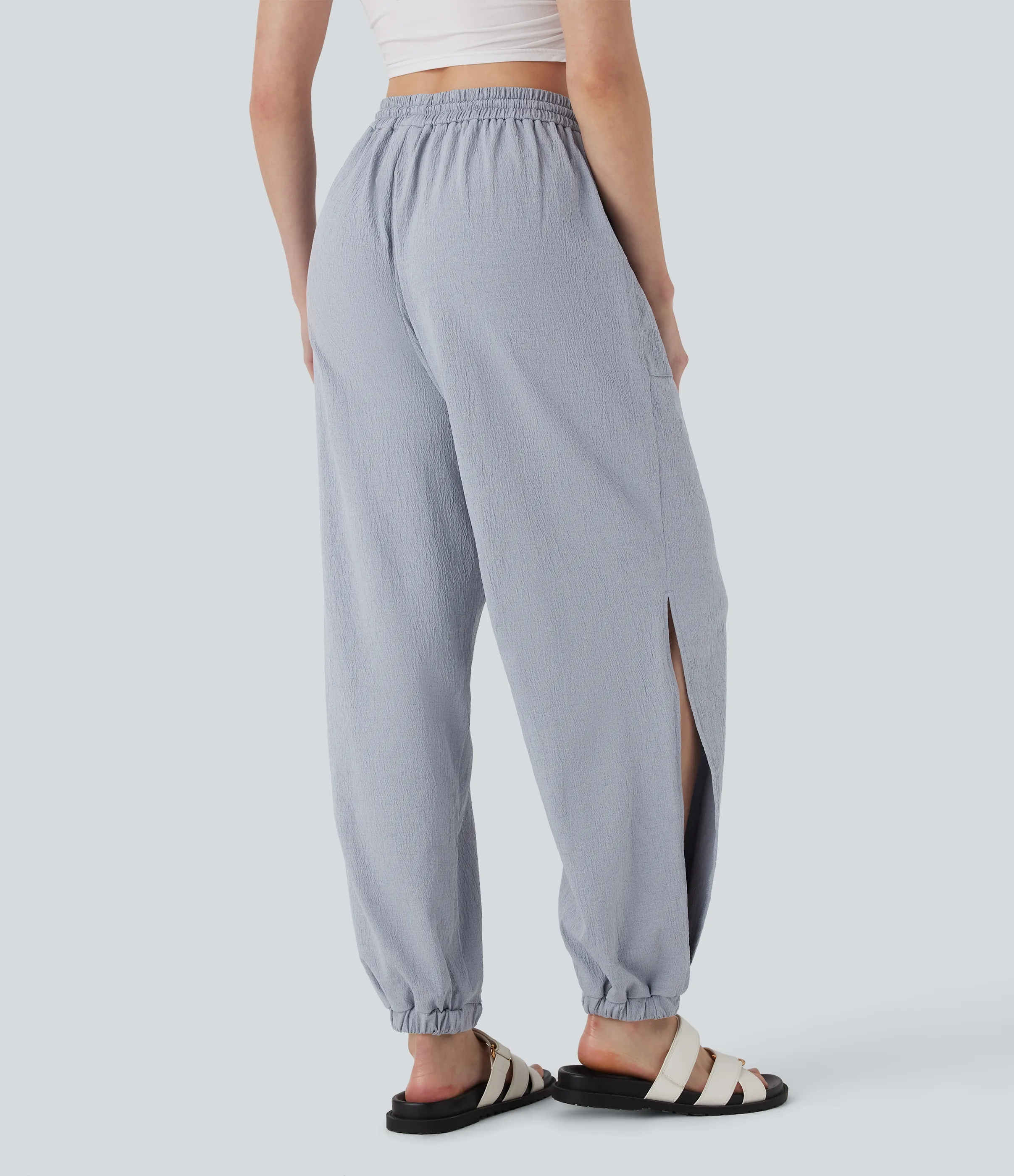 Halara Joggers casuales de tiro alto con cordón ajustable y bolsillos - Koala Grey - XS(regular) sold by Halara product image thumbnail 3