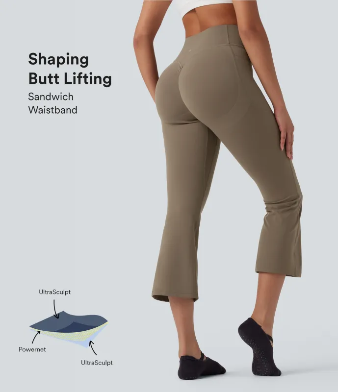 Halara Leggings moldeadores Halara UltraSculpt™ de tiro alto con push-up realzador de glúteos, control de abdomen y de corte acampanado con bolsillos - Dawn Brown - L sold by Halara