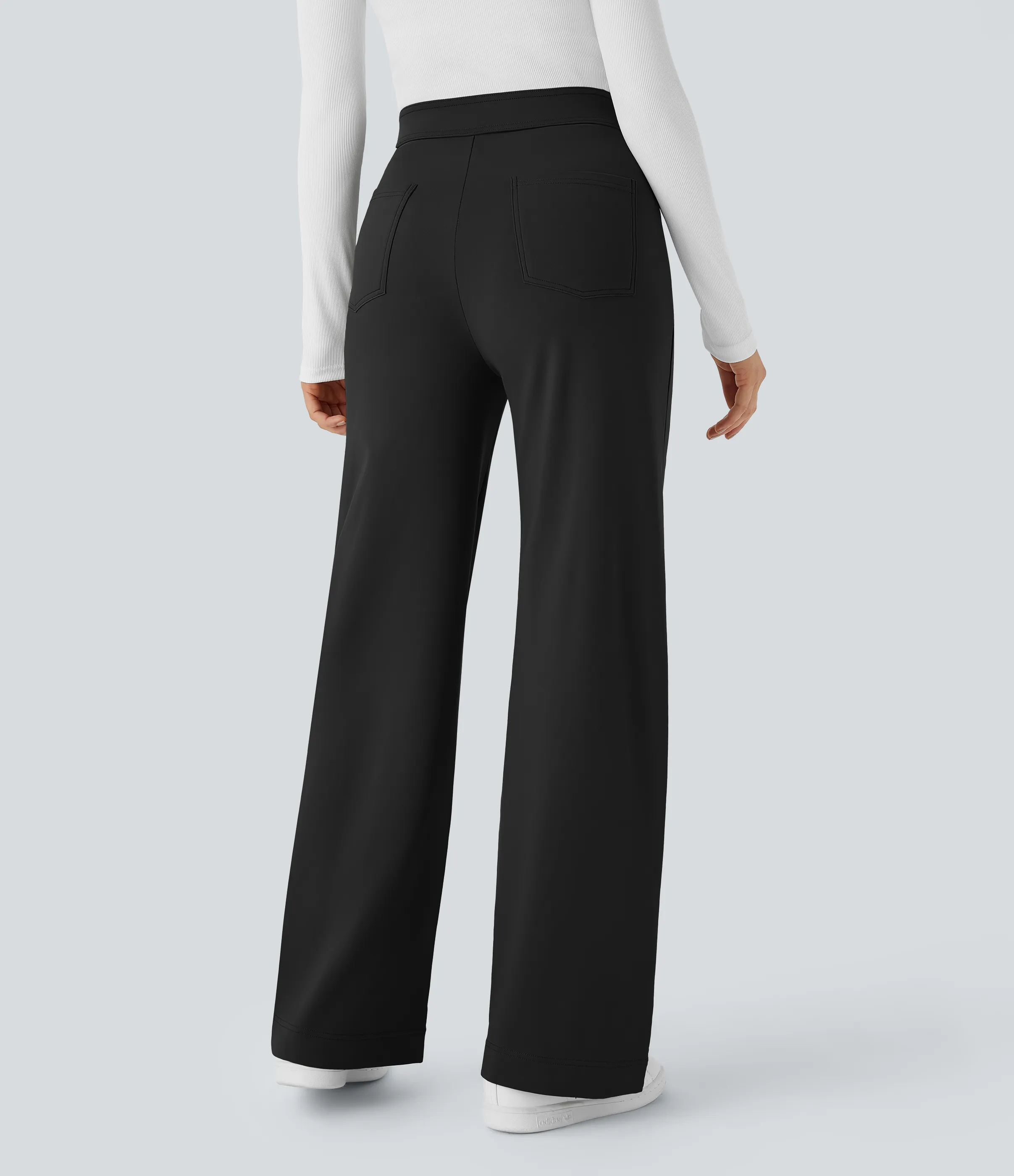 Halara Pantalón Softlyzero™ Plush pierna recta botón múltiple bolsillo tiro alto térmica - Black - XL(petite) sold by Halara product image thumbnail 3